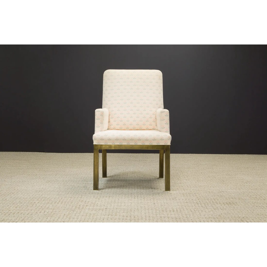 Mastercraft Brass Dining Armchairs With Grandma Fabric, Circa 1970s - A Pair - 3