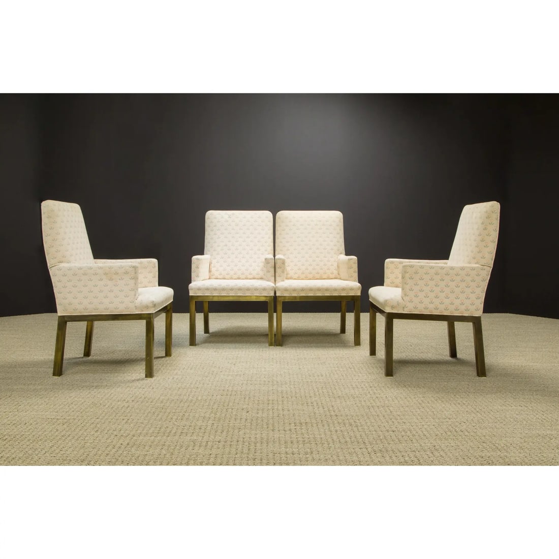 Mastercraft Brass Dining Armchairs With Grandma Fabric, Circa 1970s - A Pair - 5