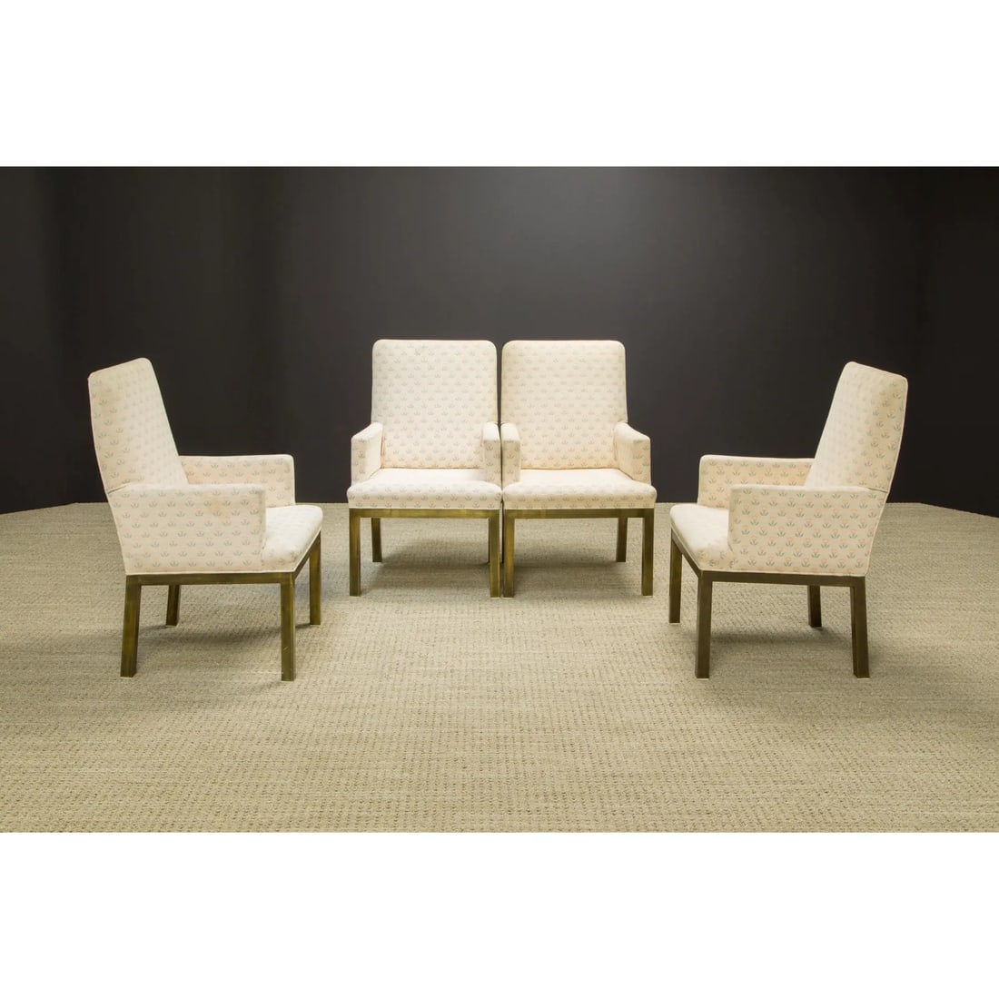 Mastercraft Brass Dining Armchairs With Grandma Fabric, Circa 1970s - A Pair - 6