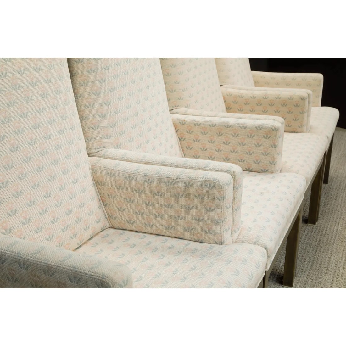 Mastercraft Brass Dining Armchairs With Grandma Fabric, Circa 1970s - A Pair - 7