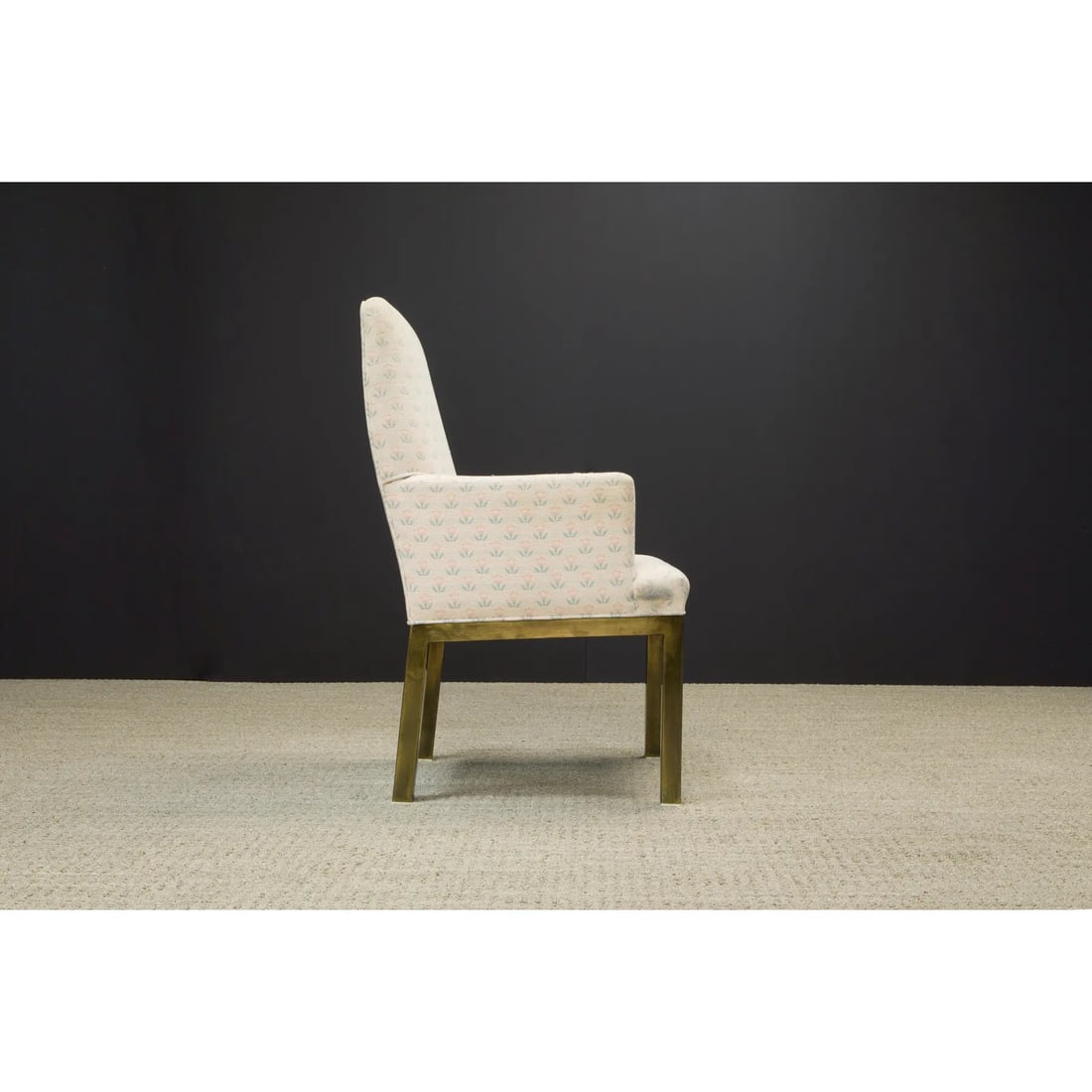 Mastercraft Brass Dining Armchairs With Grandma Fabric, Circa 1970s - A Pair - 9