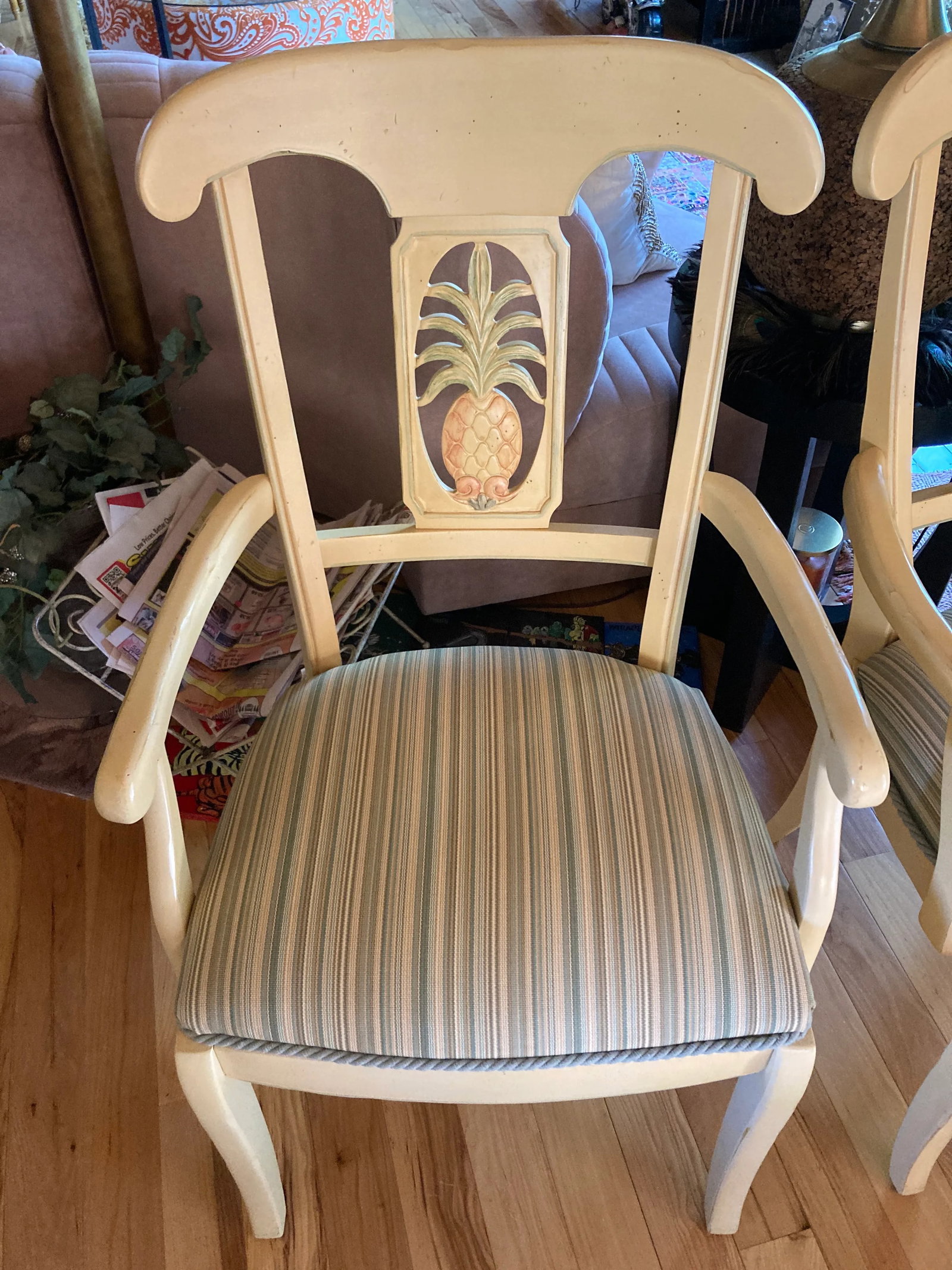 1990s Pair of Ethan Allen Pineapple Arm Chairs French Country - 2