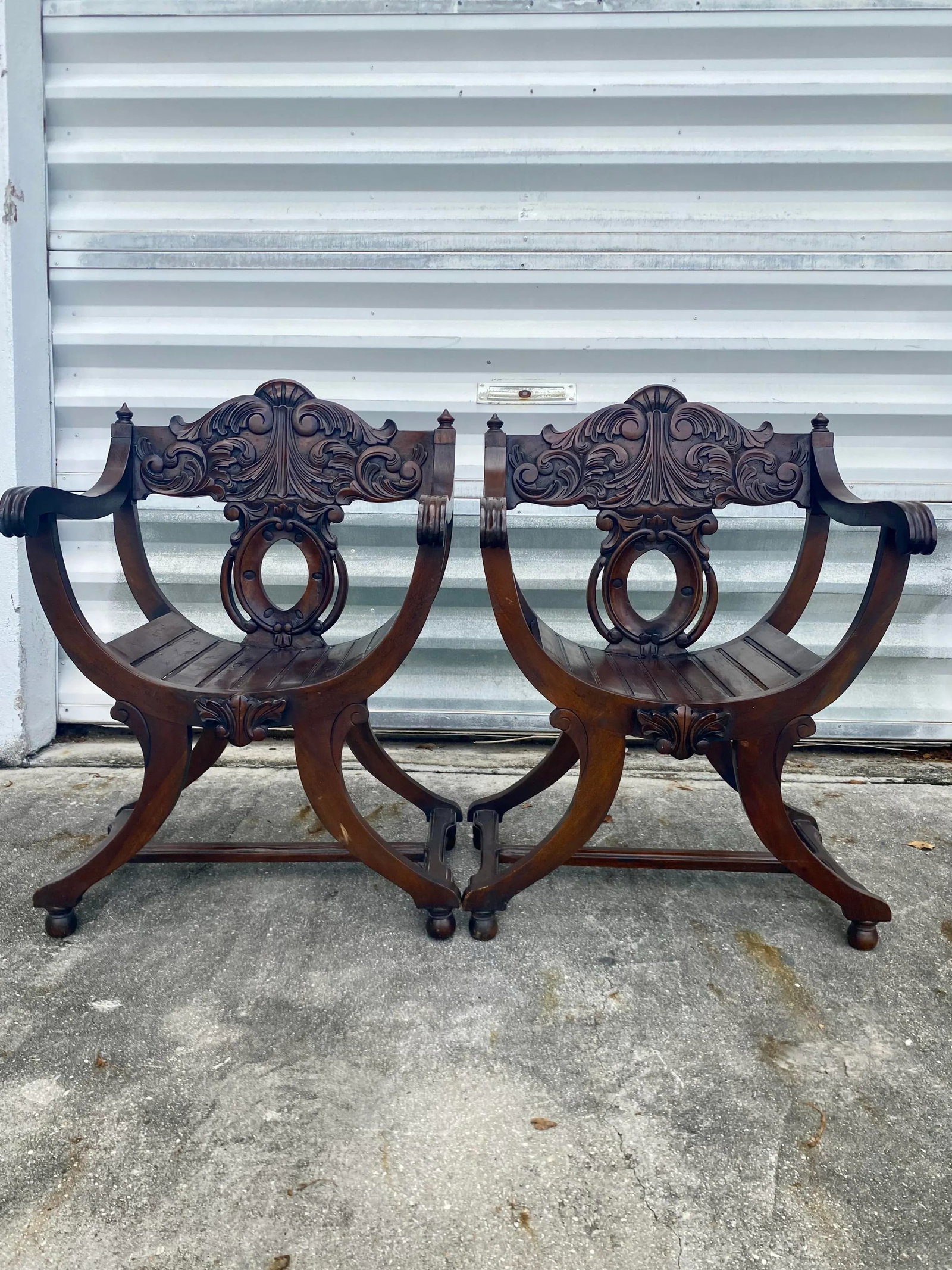Savonarola Style Chairs a Pair . - 10