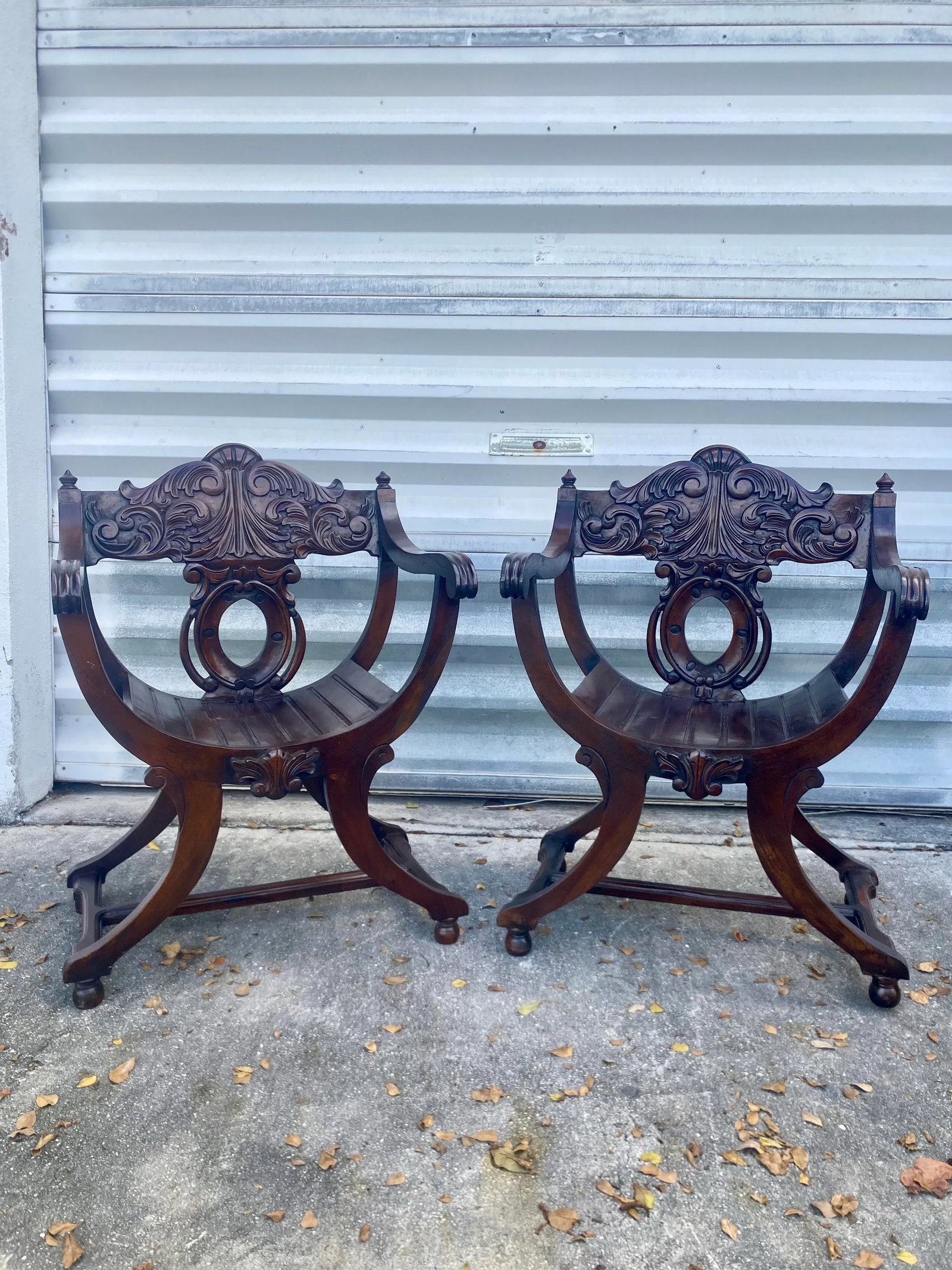 Savonarola Style Chairs a Pair . - 11