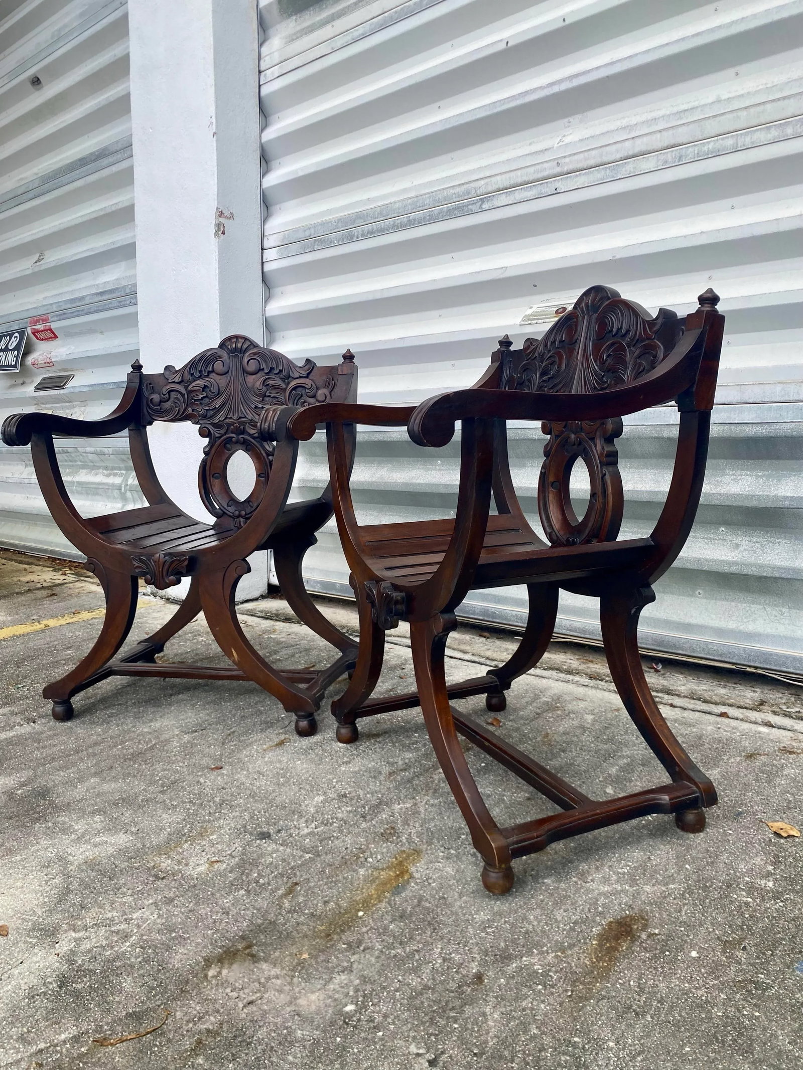 Savonarola Style Chairs a Pair . - 3
