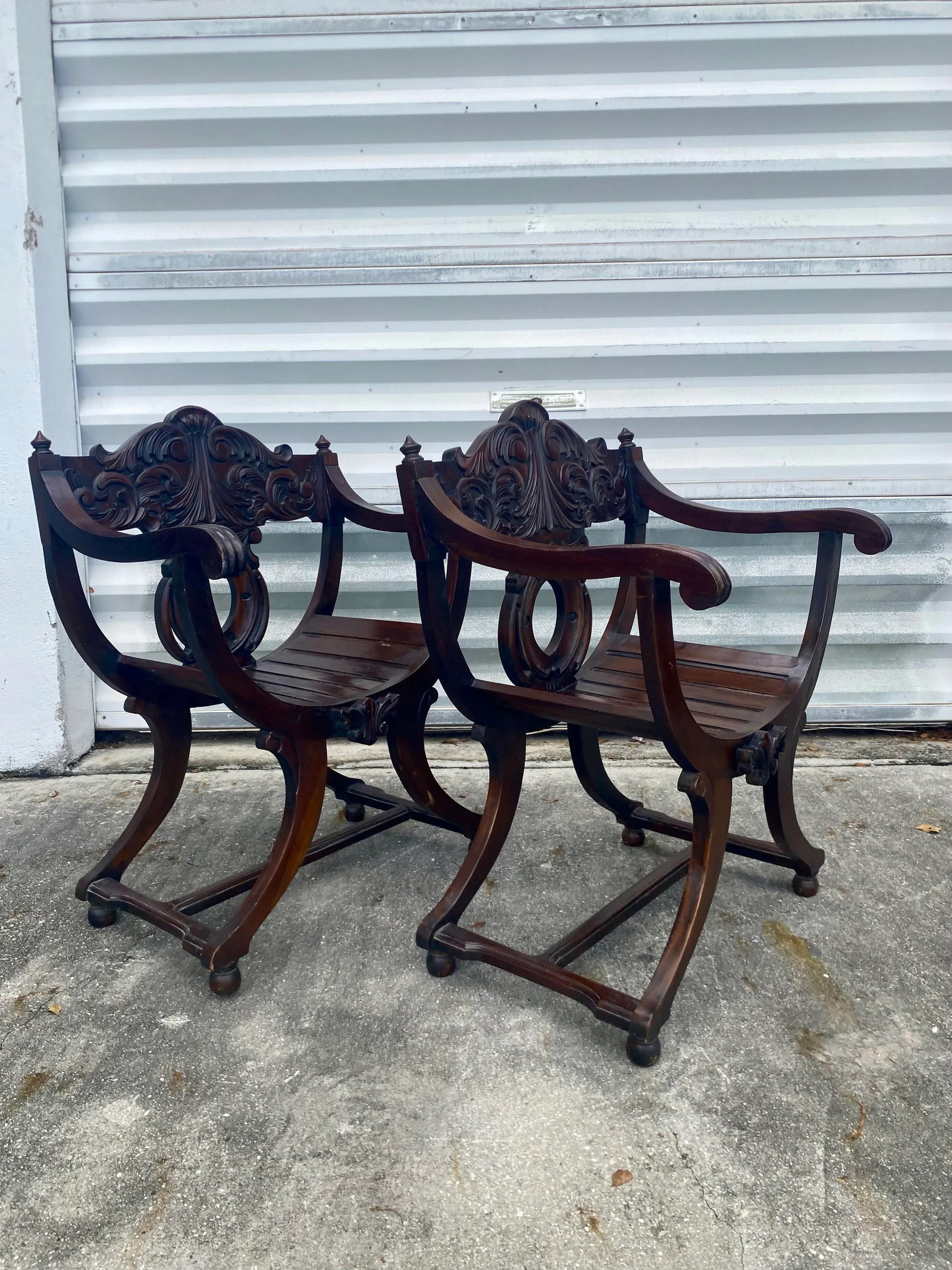 Savonarola Style Chairs a Pair . - 4
