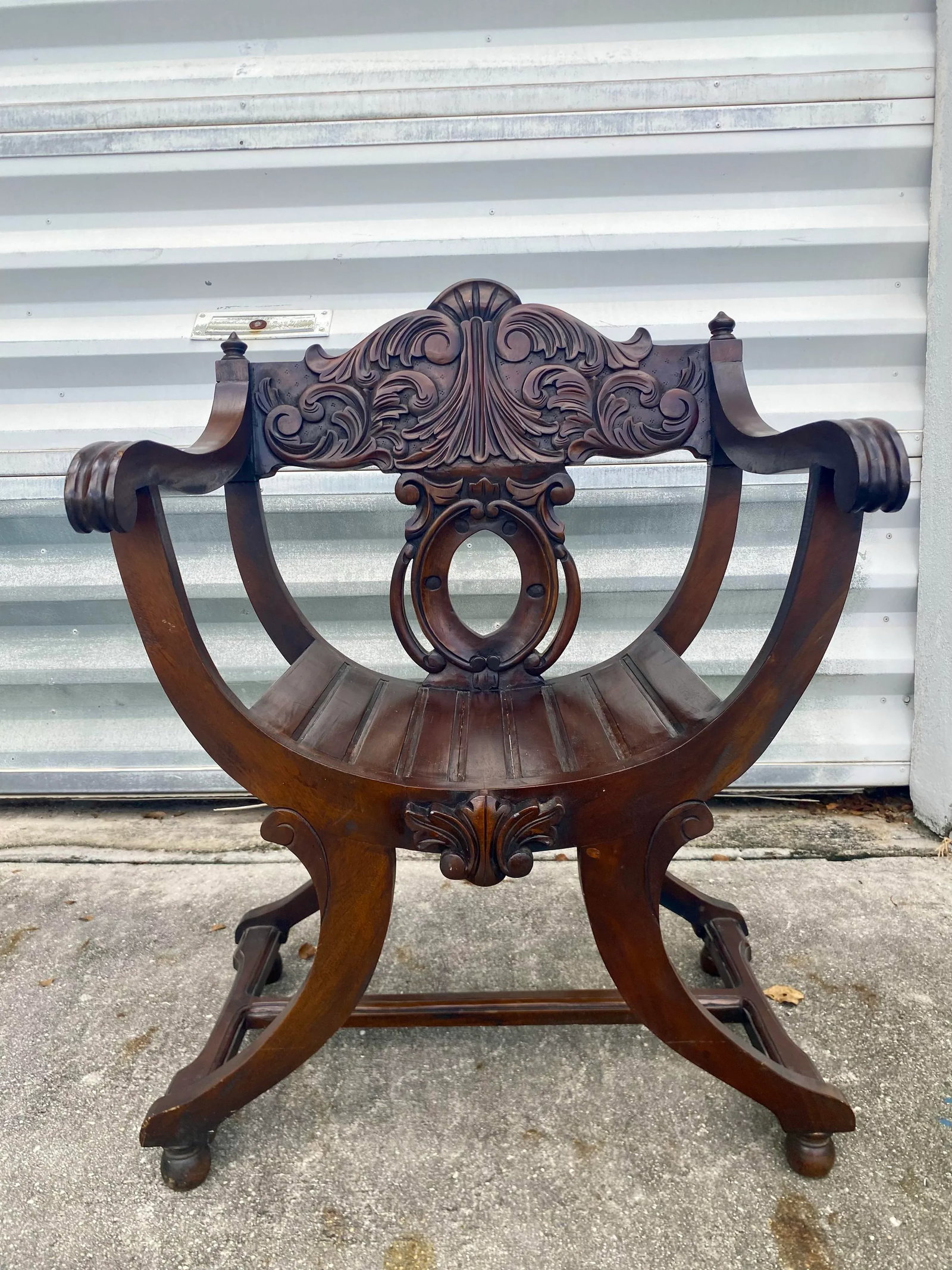 Savonarola Style Chairs a Pair . - 5