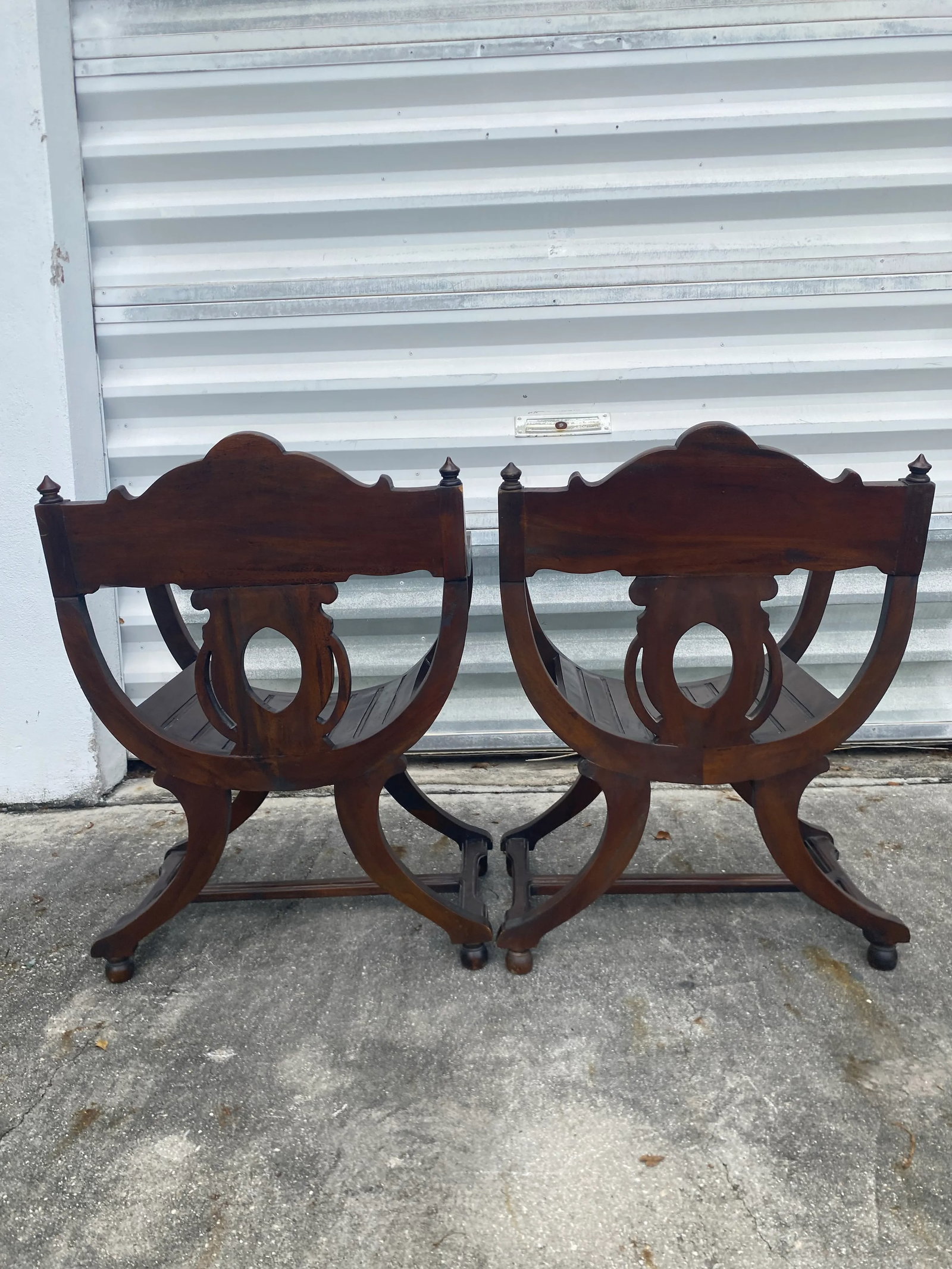 Savonarola Style Chairs a Pair . - 6