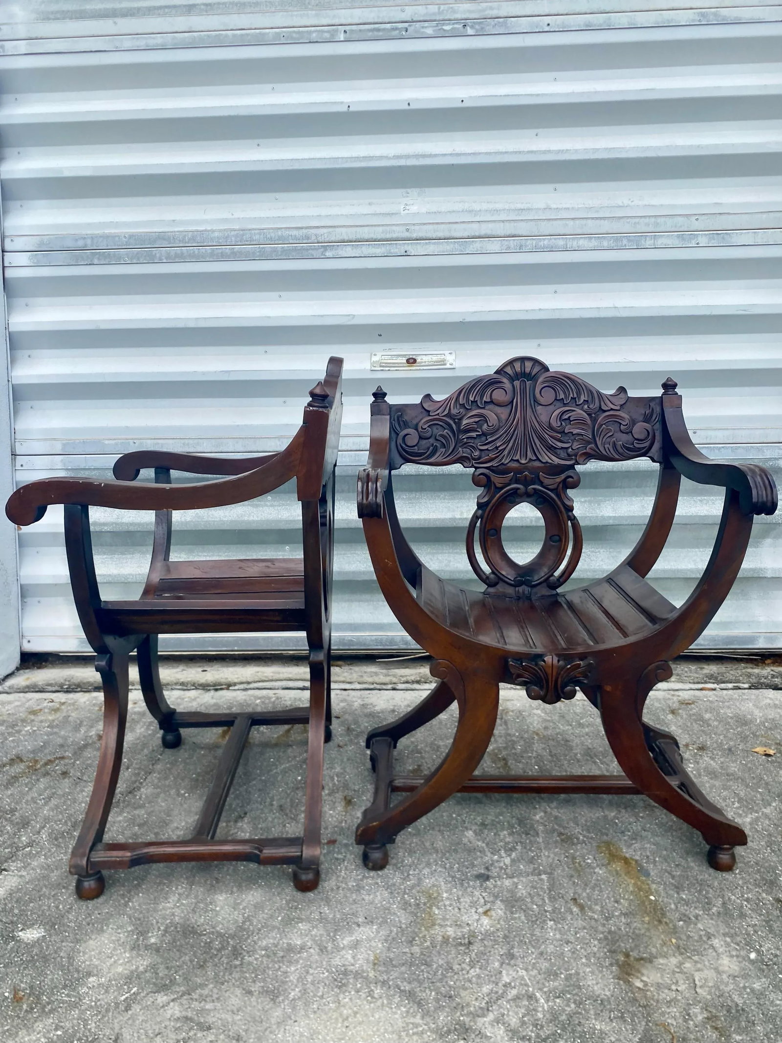Savonarola Style Chairs a Pair . - 8