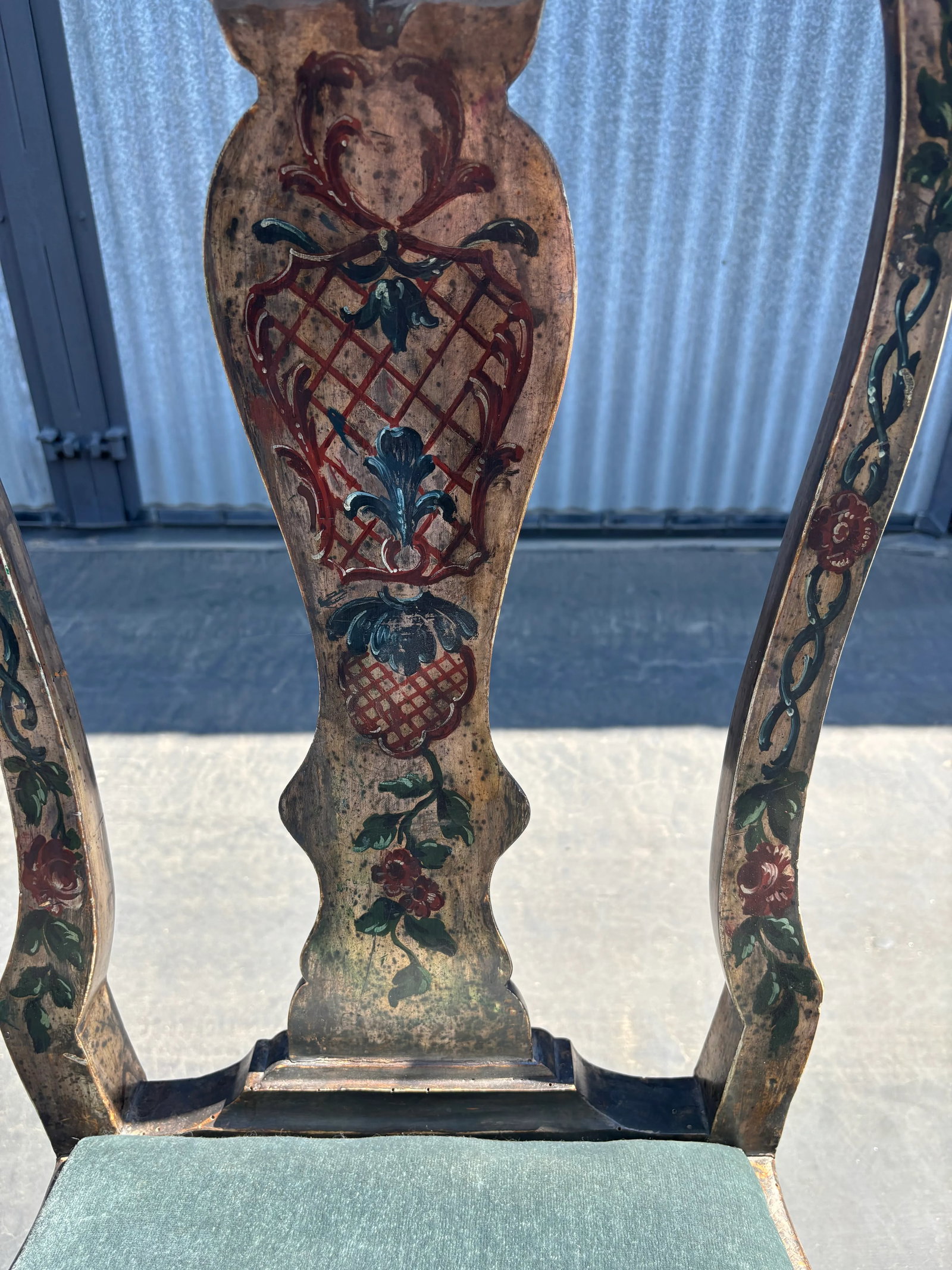 Pair of Italian Rococo Polychrome Dining Chairs 19th Century - 10