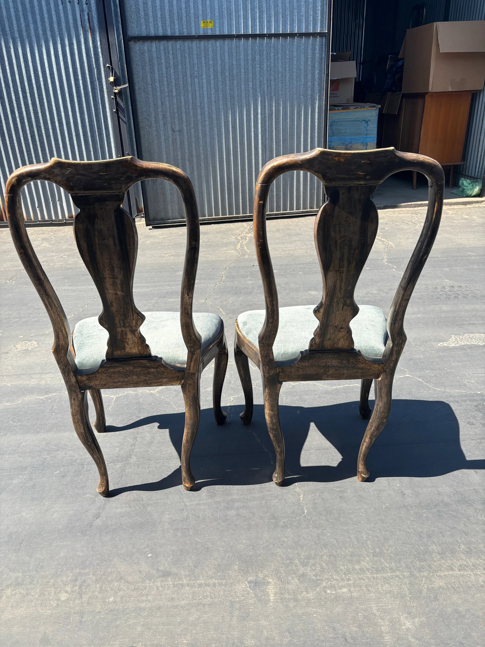 Pair of Italian Rococo Polychrome Dining Chairs 19th Century - 8