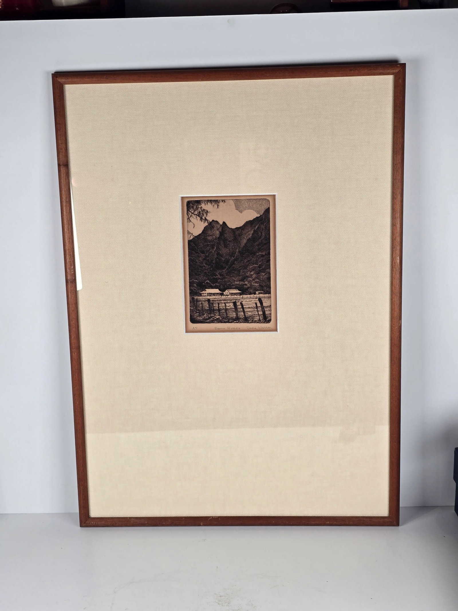 Vintage Hawaiian Intaglio Engraving Print Dodie Warren Haena Homes Signed - 2