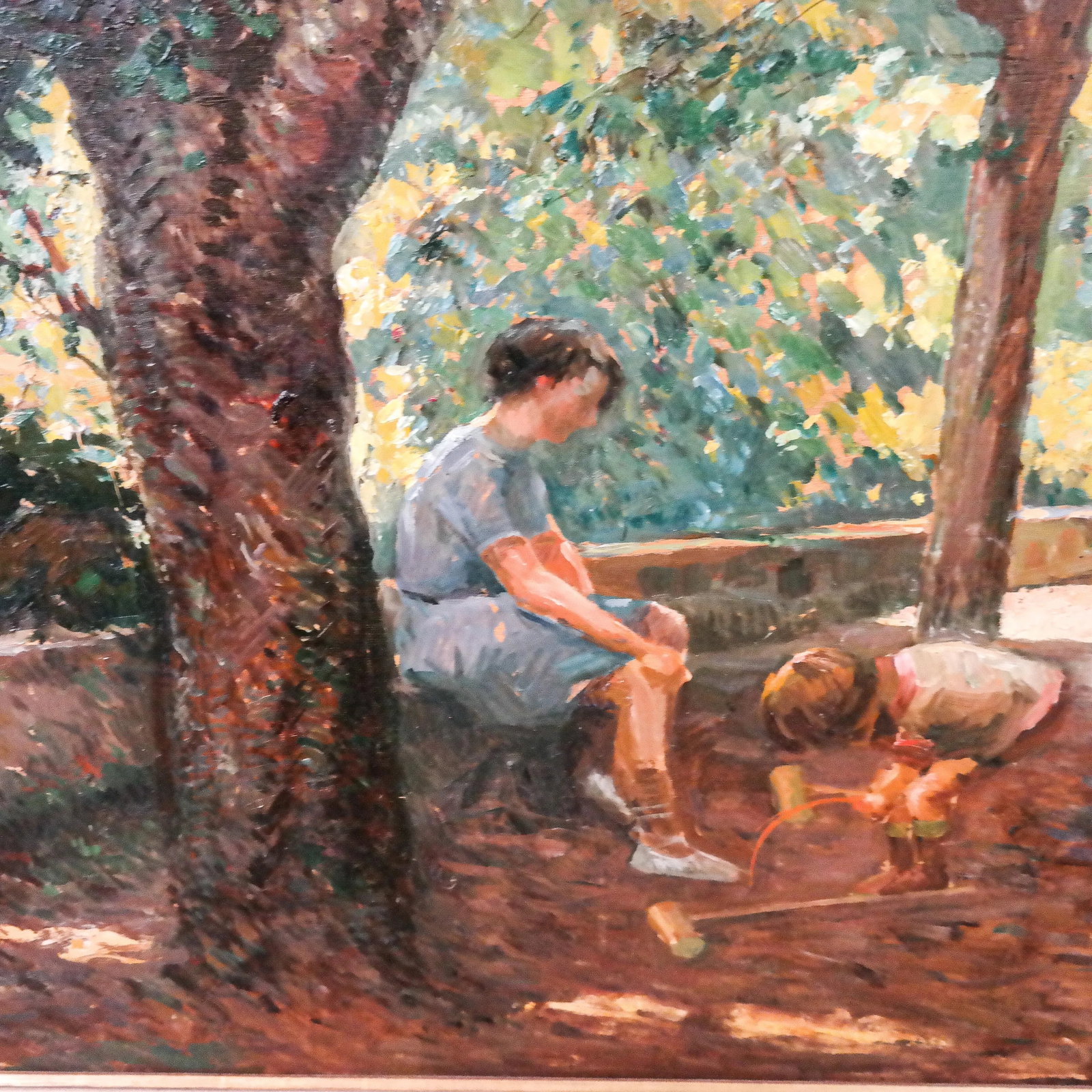 Jean Chaleye Oil on Board of Children at Croquet - 3