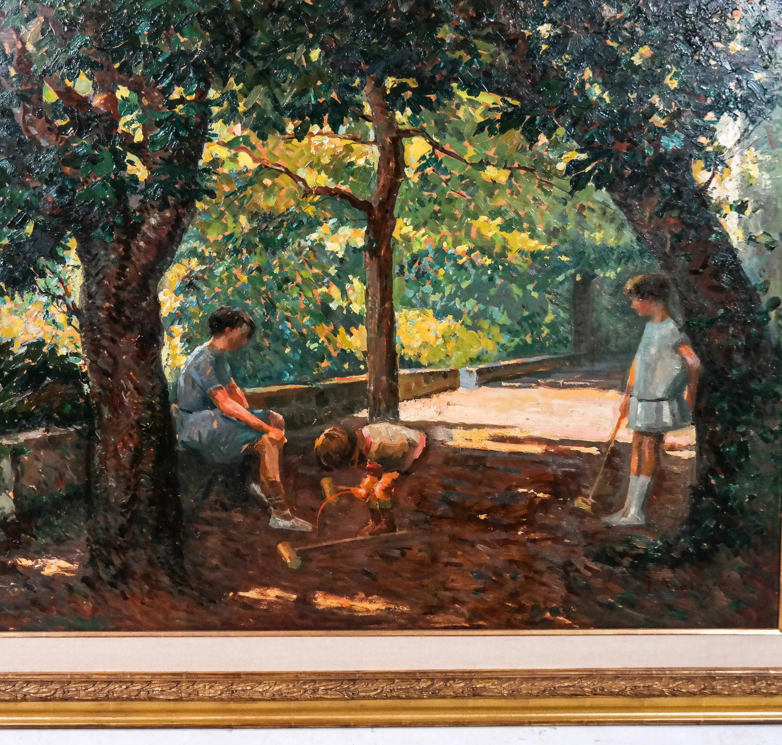 Jean Chaleye Oil on Board of Children at Croquet - 5