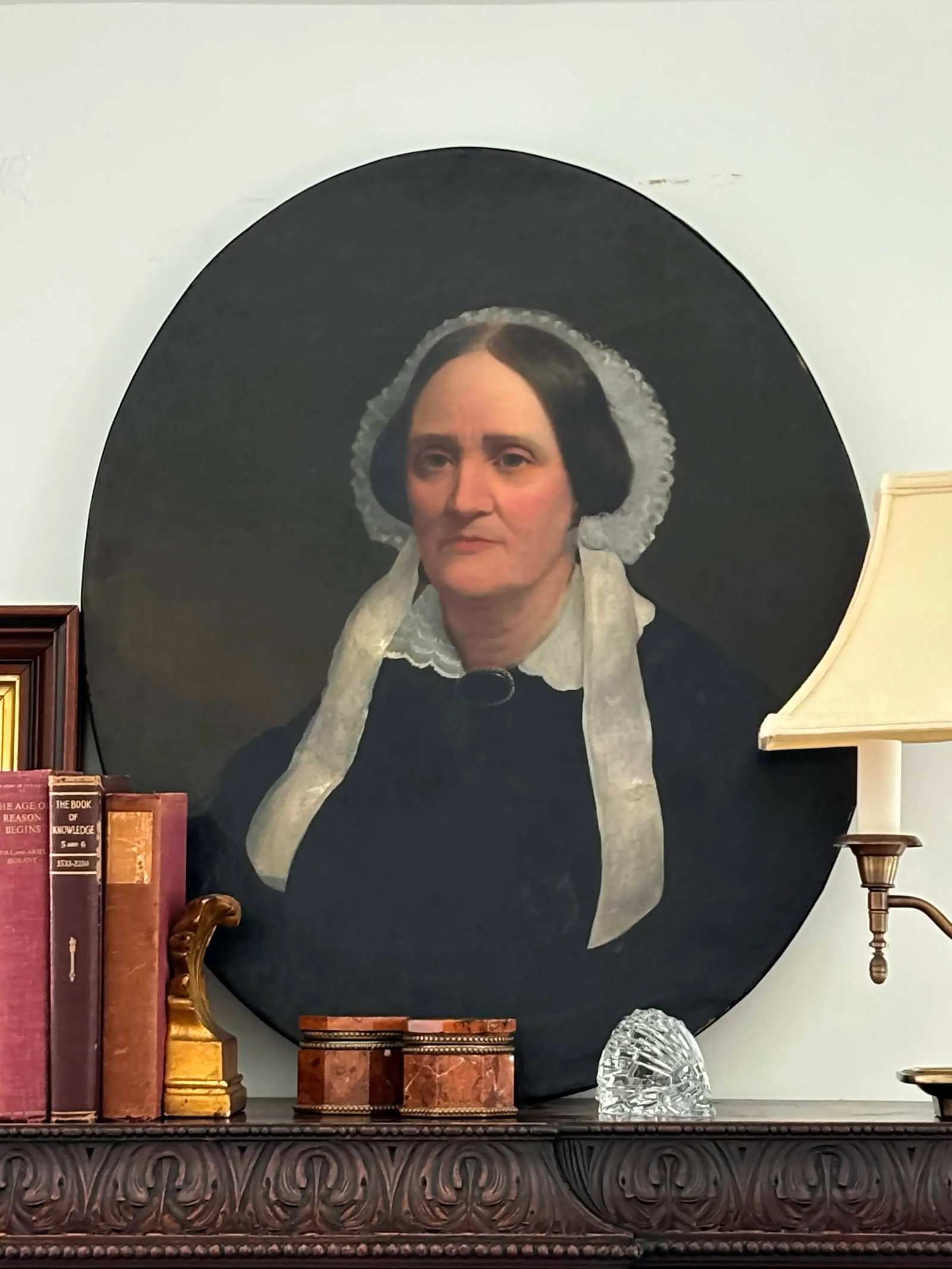 Original 19th Century American Oval Oil Portrait Painting - 12