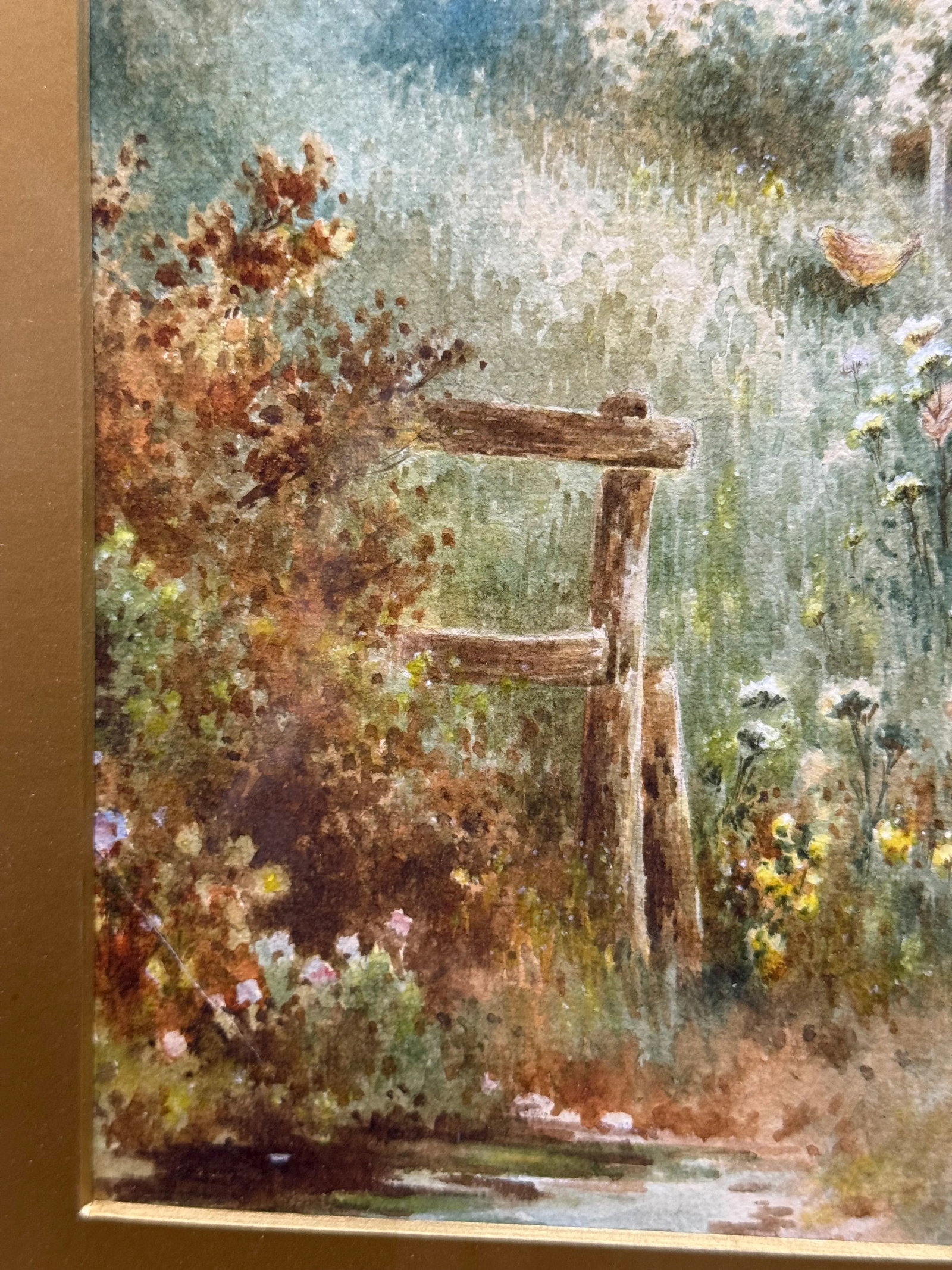 A Watercolor Painting of a Lady Picking Flowers by Mason - 4