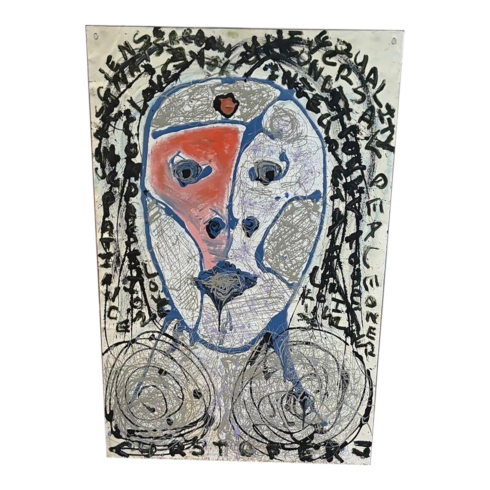 Abstract Portrait Painting by Artist Christopher Shoemaker, 36" High (1 of 9)
