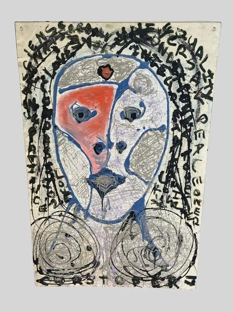 Abstract Portrait Painting by Artist Christopher Shoemaker, 36" High - 8