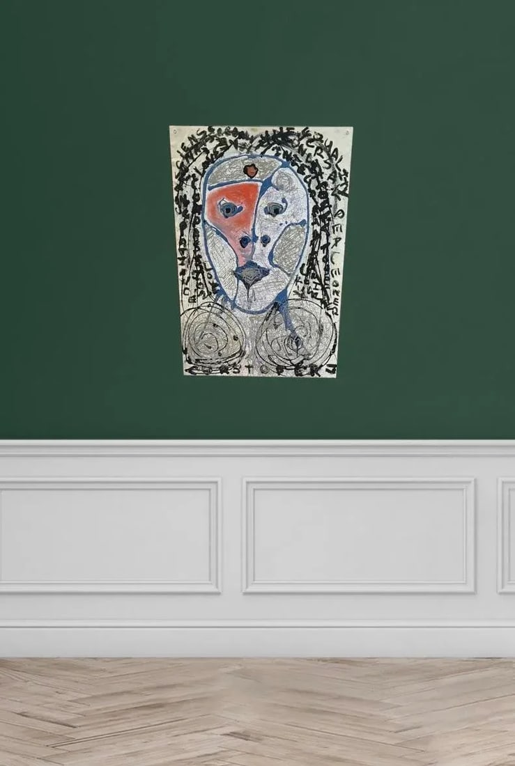 Abstract Portrait Painting by Artist Christopher Shoemaker, 36" High - 9