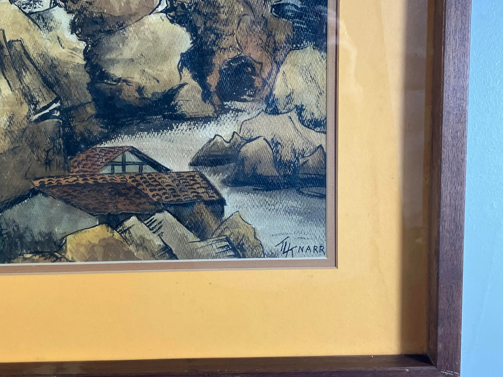 Mid-Century Hl Knorr Landscape Painting - Framed Watercolour, Rustic, Modern Farmhouse Art - 2