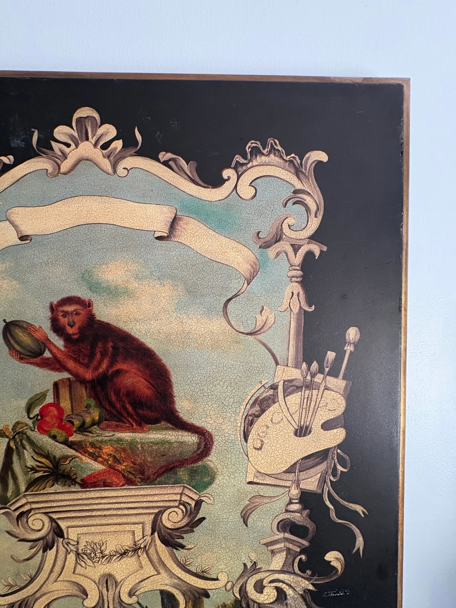Jeanne Reed's LTD Decorative Panel of Monkey and Still Life Motif - 4