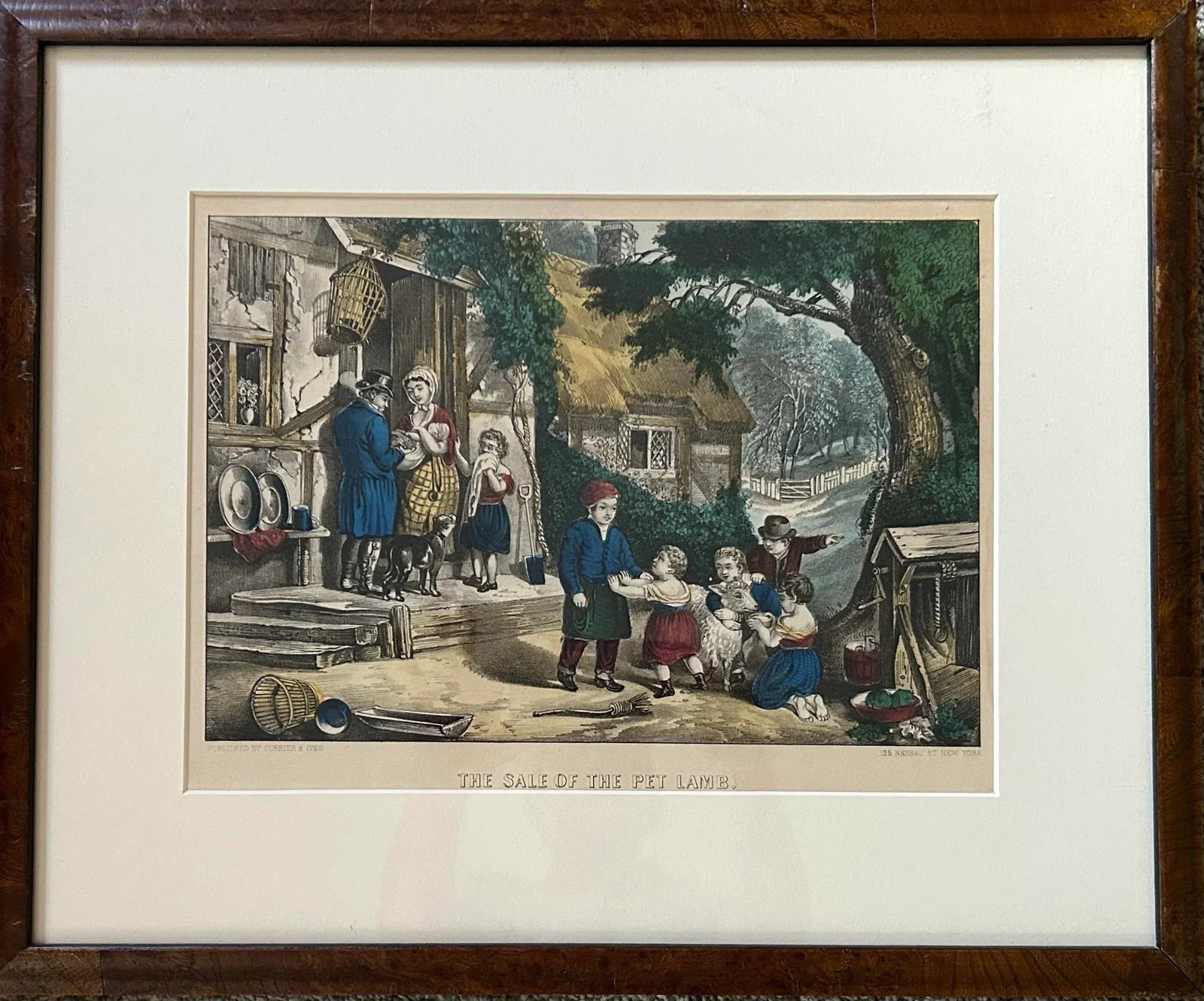 Antique Framed Currier & Ives 'The Sale of the Pet Lamb' - 2