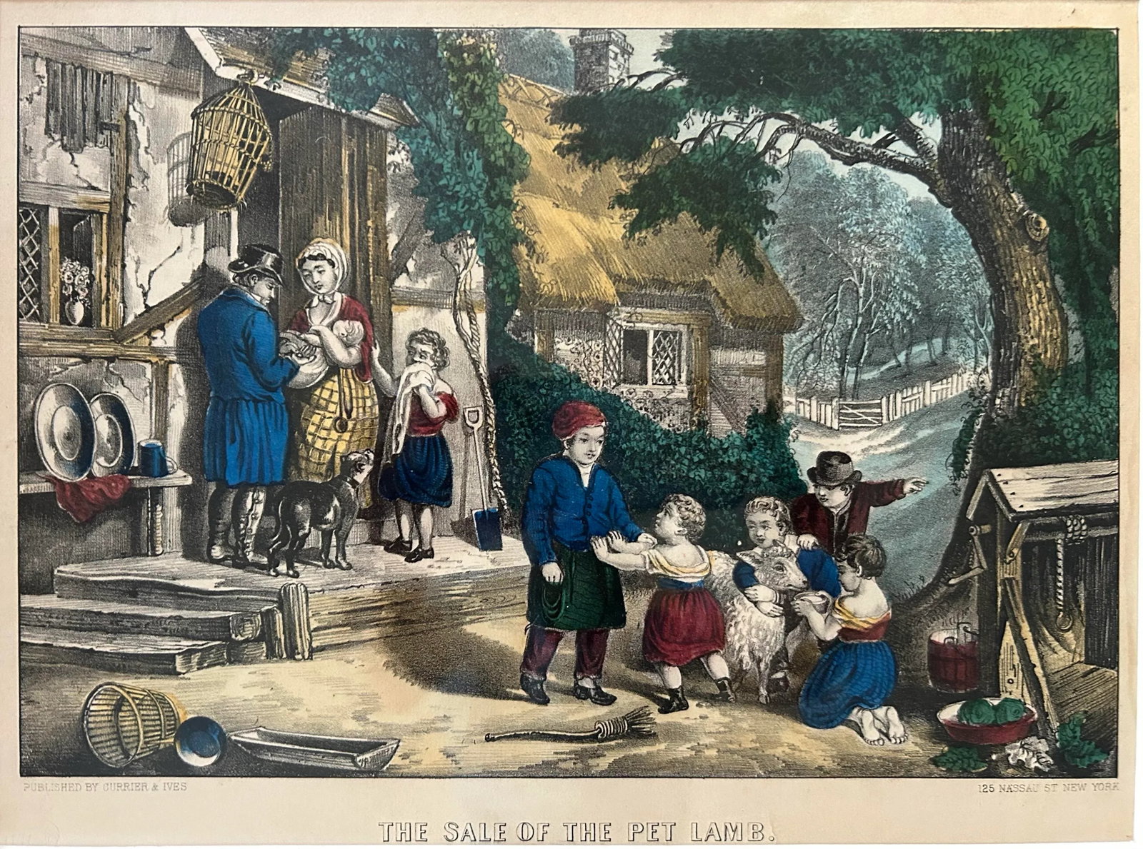 Antique Framed Currier & Ives 'The Sale of the Pet Lamb' - 3