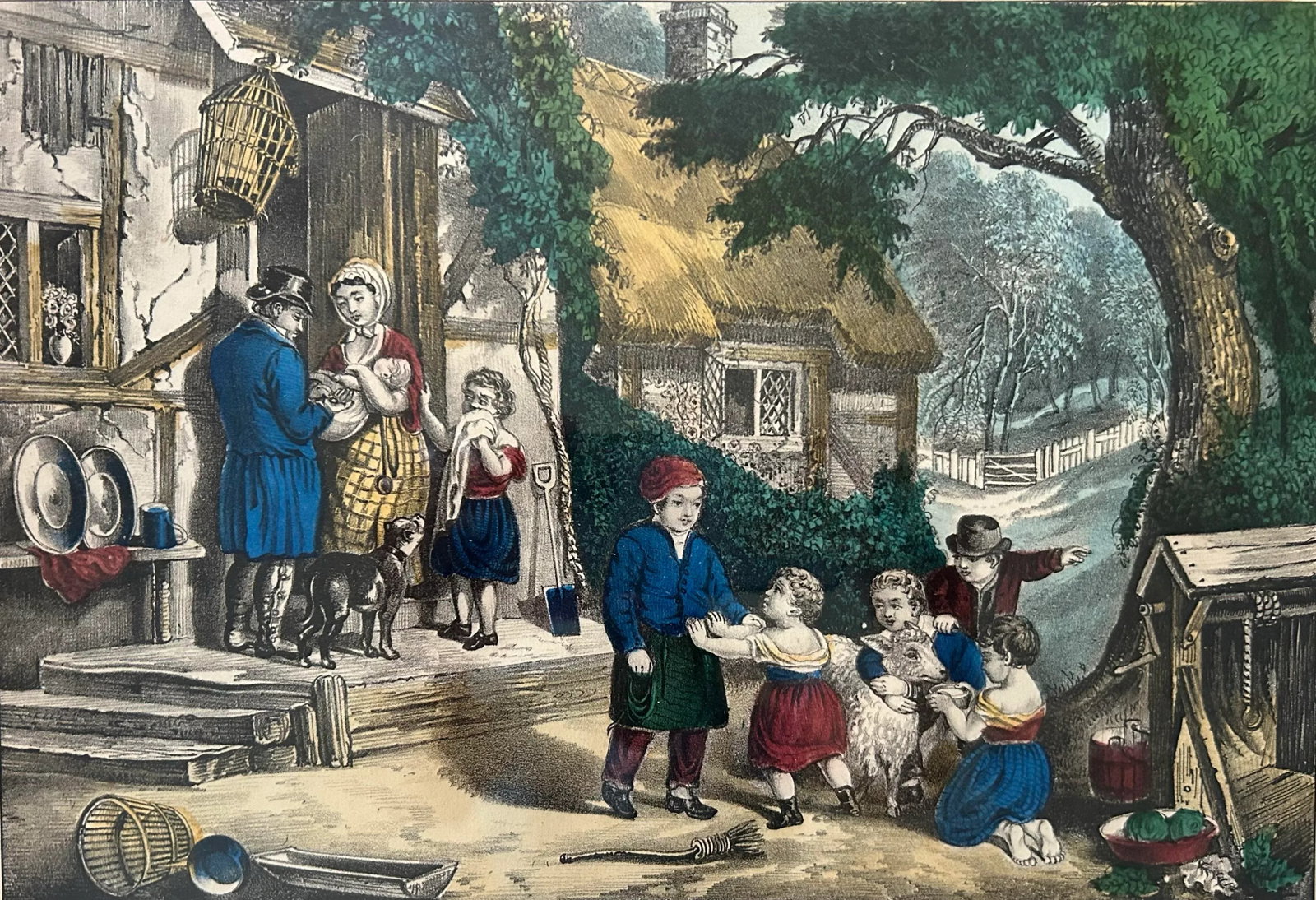 Antique Framed Currier & Ives 'The Sale of the Pet Lamb' - 4