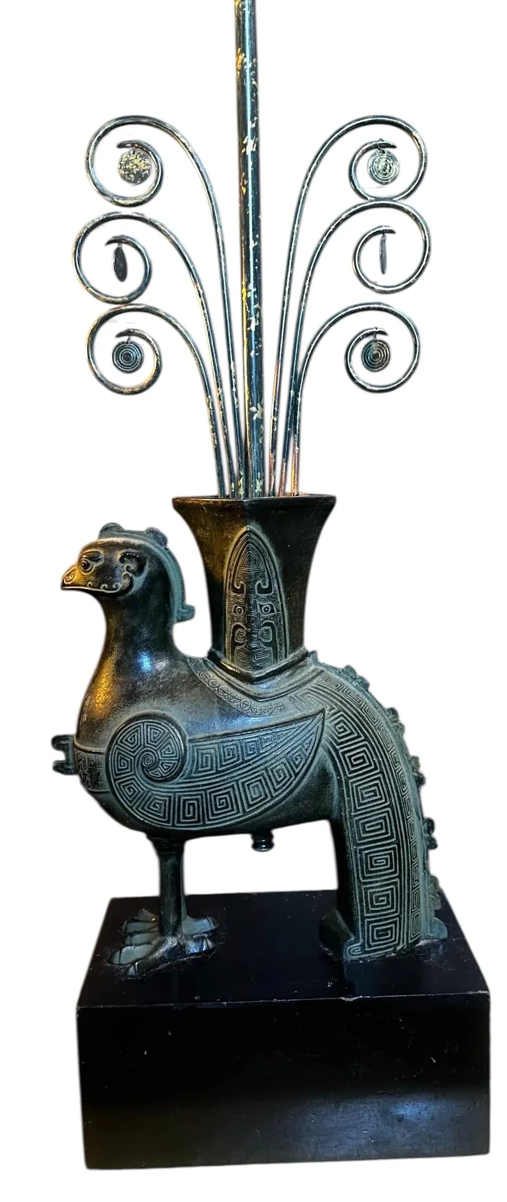 1950s William Billy Haines Chinese Bronze Style Hollywood Regency Rooster Lamp, Unmarked - 2