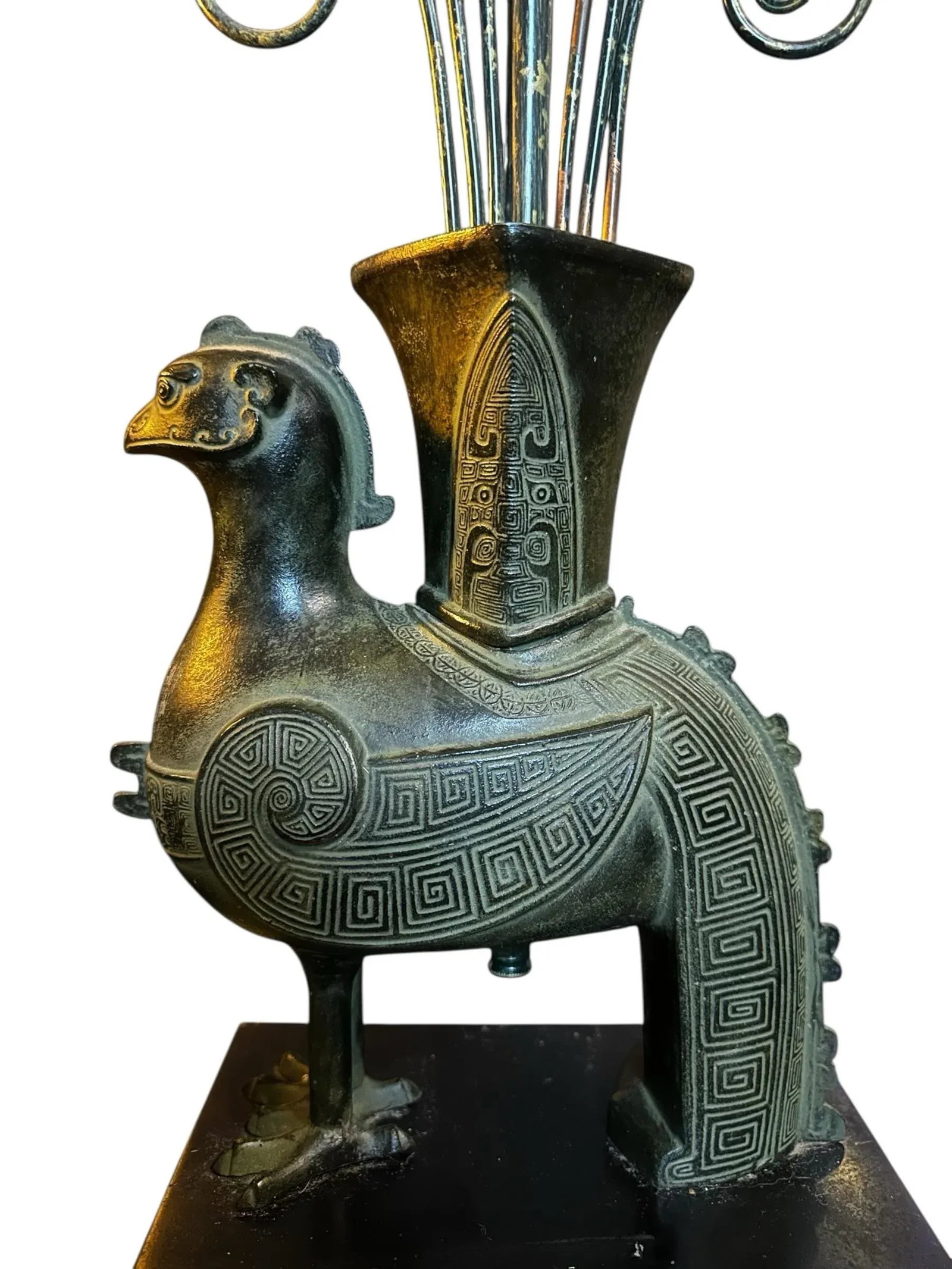 1950s William Billy Haines Chinese Bronze Style Hollywood Regency Rooster Lamp, Unmarked - 3
