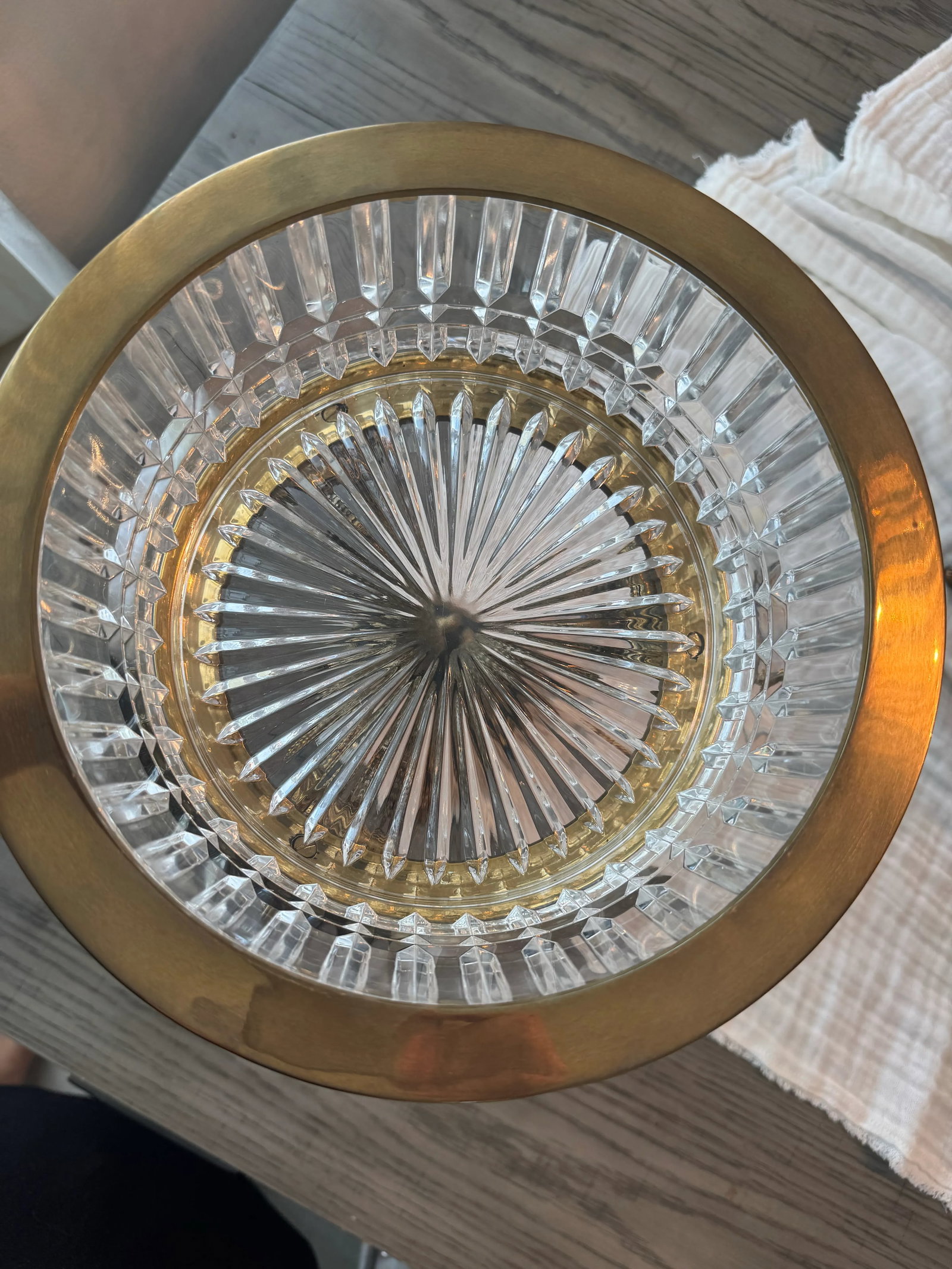 19th-Century French Empire Gilt Bronze & Cut Crystal Centerpiece Bowl - Twin Dolphin Base - 2