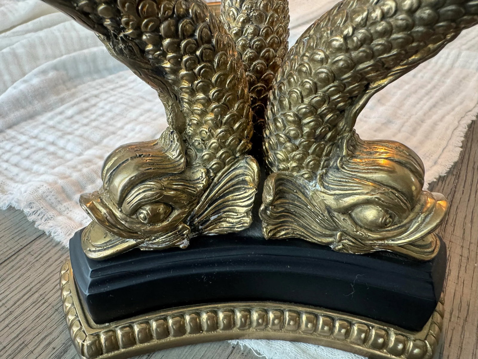 19th-Century French Empire Gilt Bronze & Cut Crystal Centerpiece Bowl - Twin Dolphin Base - 8