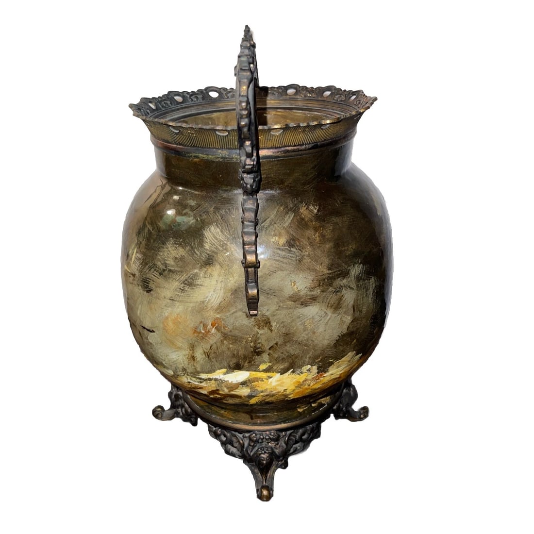 19th Century French Barbotine Majolica Vase by Theodore Lefront and E. Nouviant, With Ormolu Mounts - 5