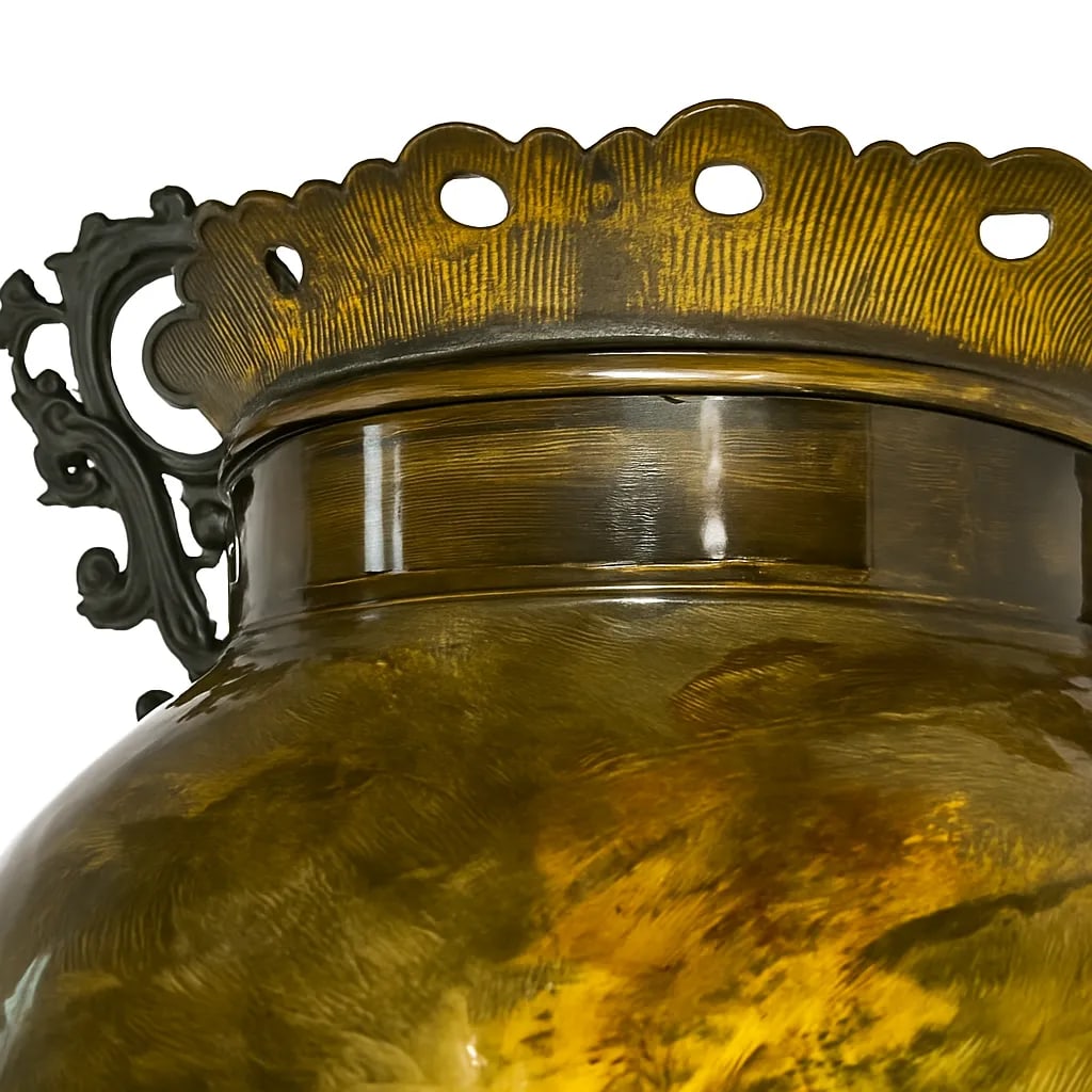 19th Century French Barbotine Majolica Vase by Theodore Lefront and E. Nouviant, With Ormolu Mounts - 6