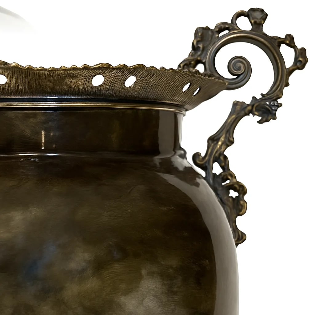 19th Century French Barbotine Majolica Vase by Theodore Lefront and E. Nouviant, With Ormolu Mounts - 7