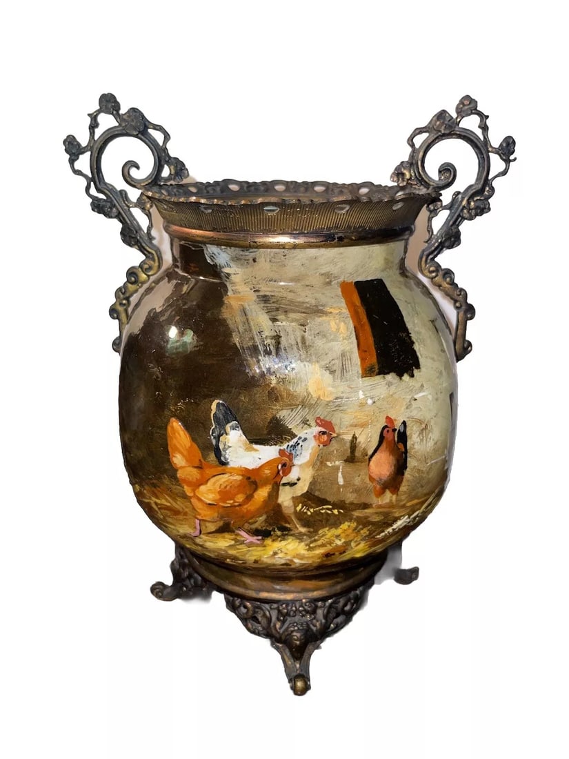 19th Century French Barbotine Majolica Vase by Theodore Lefront and E. Nouviant, With Ormolu Mounts - 2