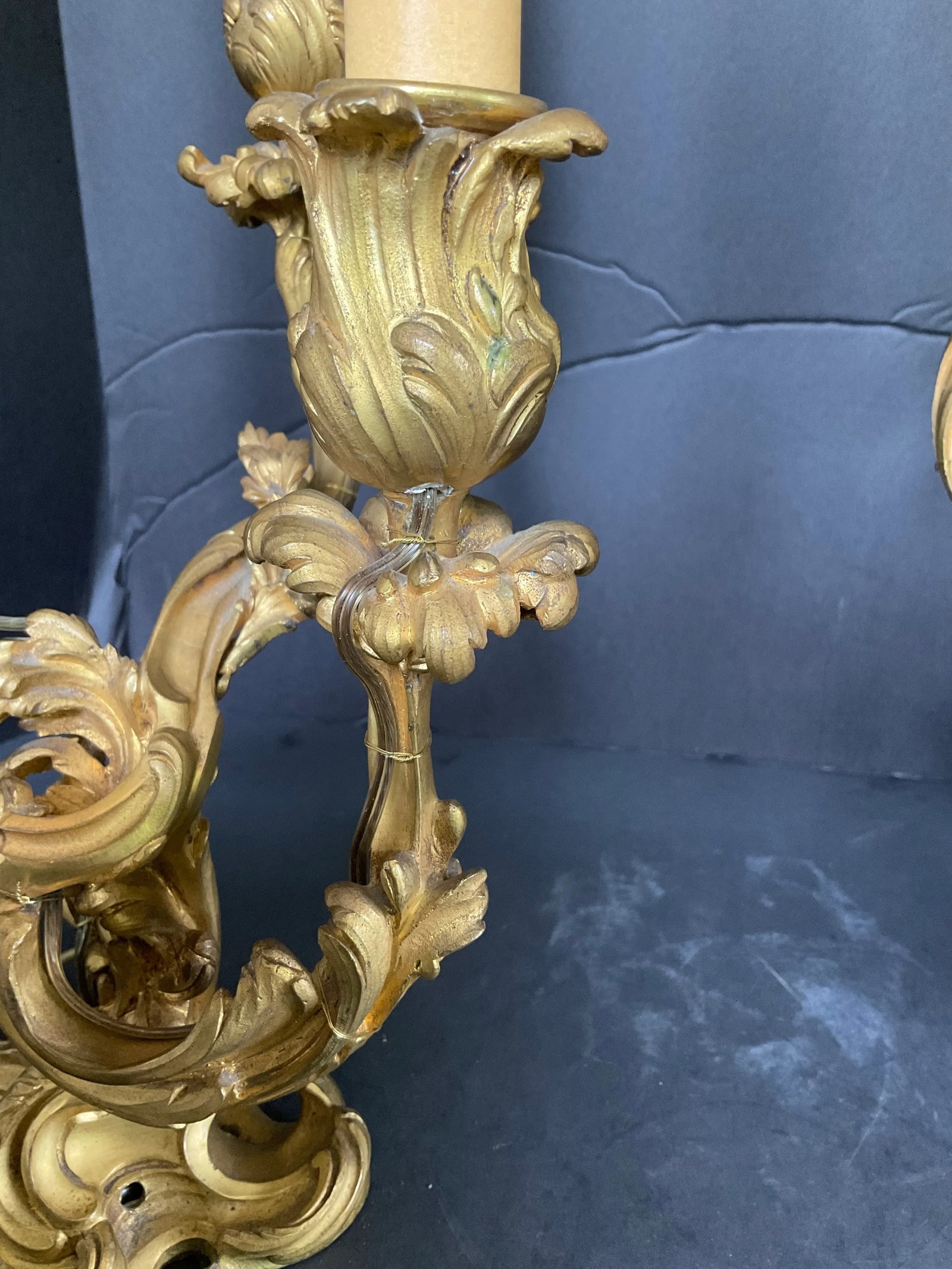 Pair Antique French Gilt Bronze Louis XVI Style Candelabra Lamps Jollet & Cie Paris - 10