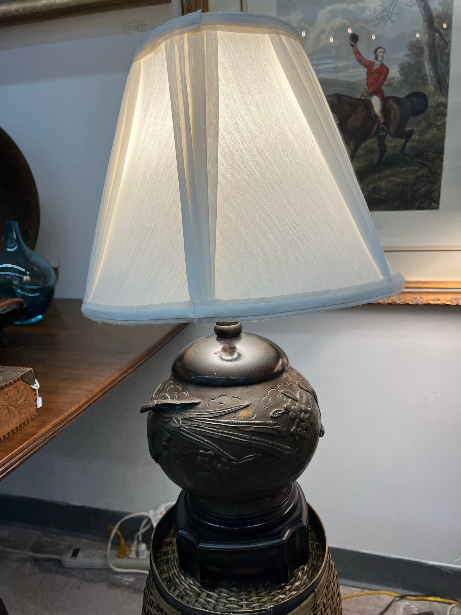 Late 19th Century Meiji Period Bronze Lamp With Phoenix Design - 4