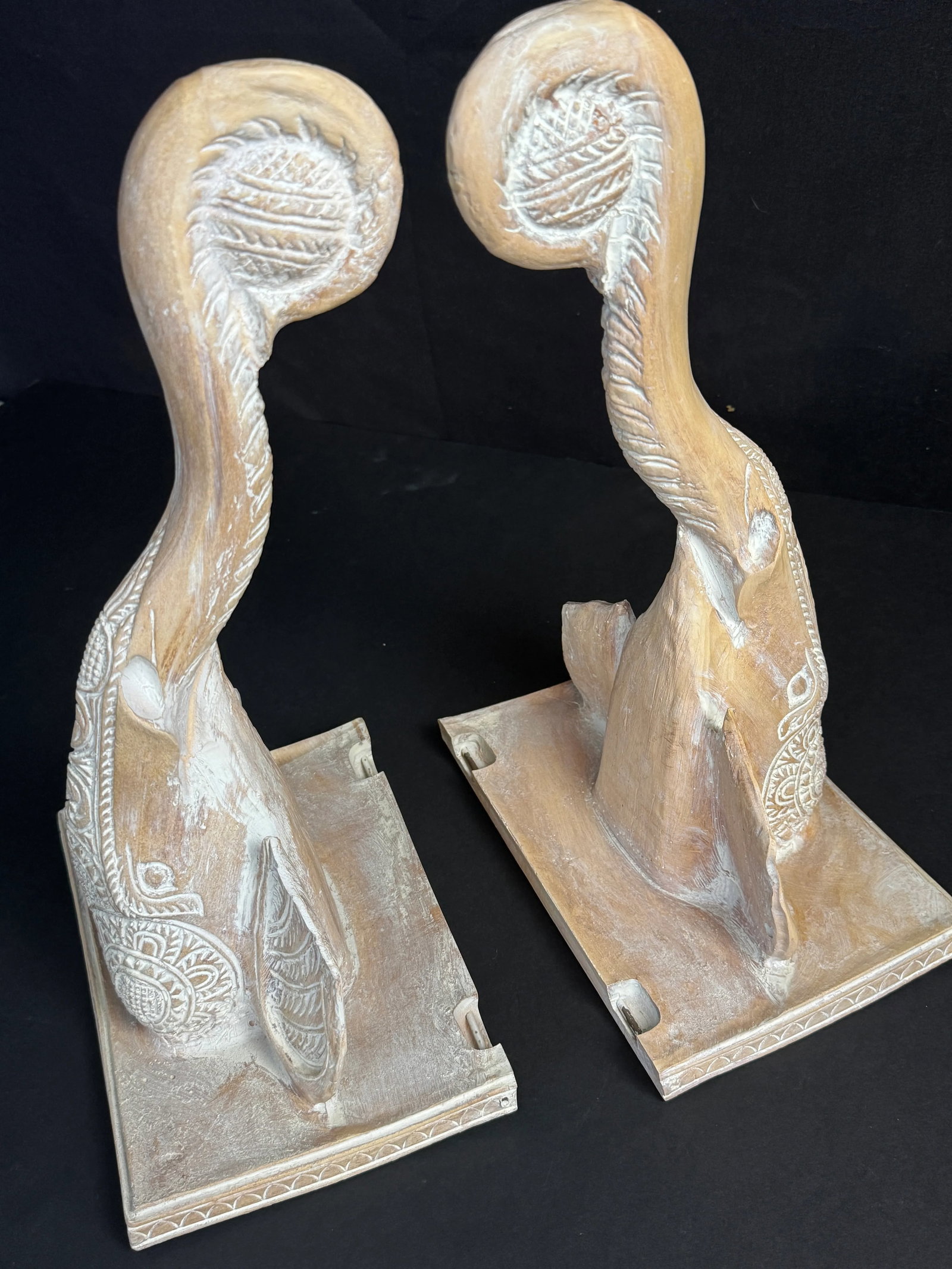 Vintage Regency Sculptural Elephant Carved Wood Wall Brackets Shelf- Set of 2 - 2