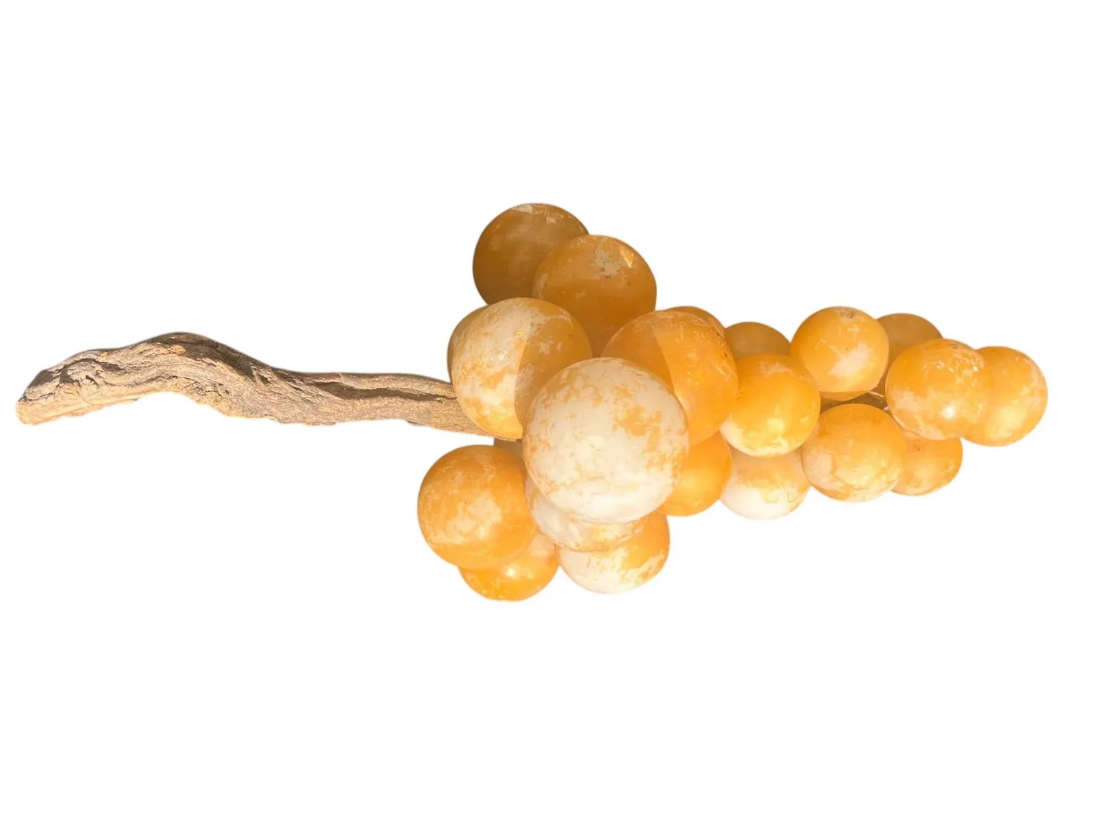 1940s Large Italian Alabaster Grape Sculpture With Natural Vine Stem - 6