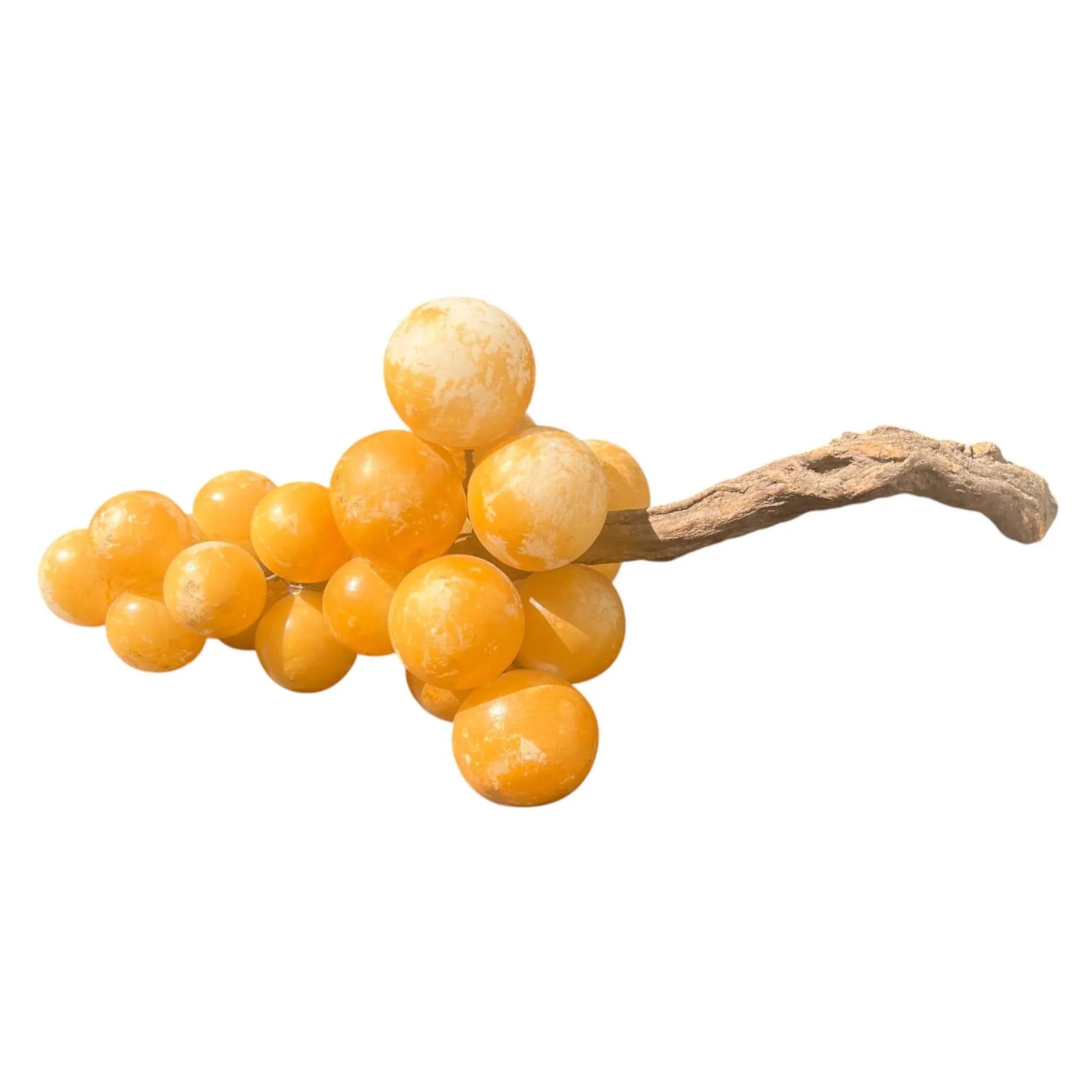 1940s Large Italian Alabaster Grape Sculpture With Natural Vine Stem - 7