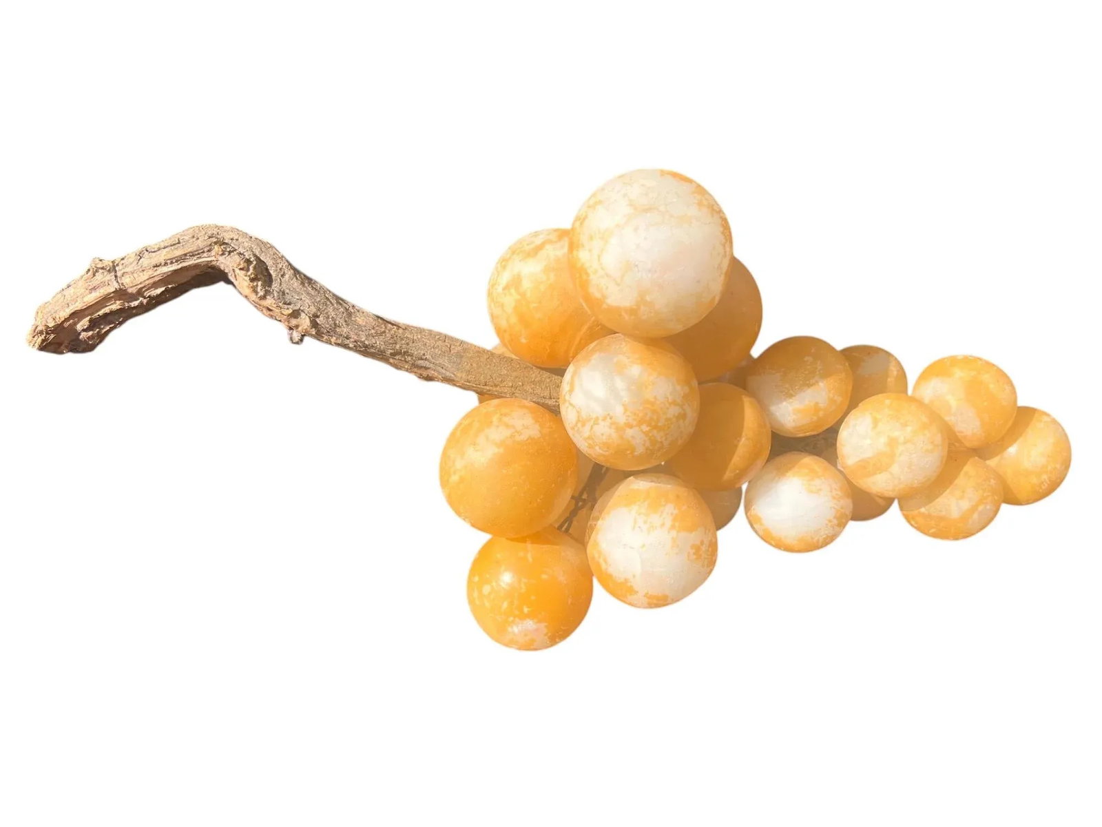1940s Large Italian Alabaster Grape Sculpture With Natural Vine Stem - 8