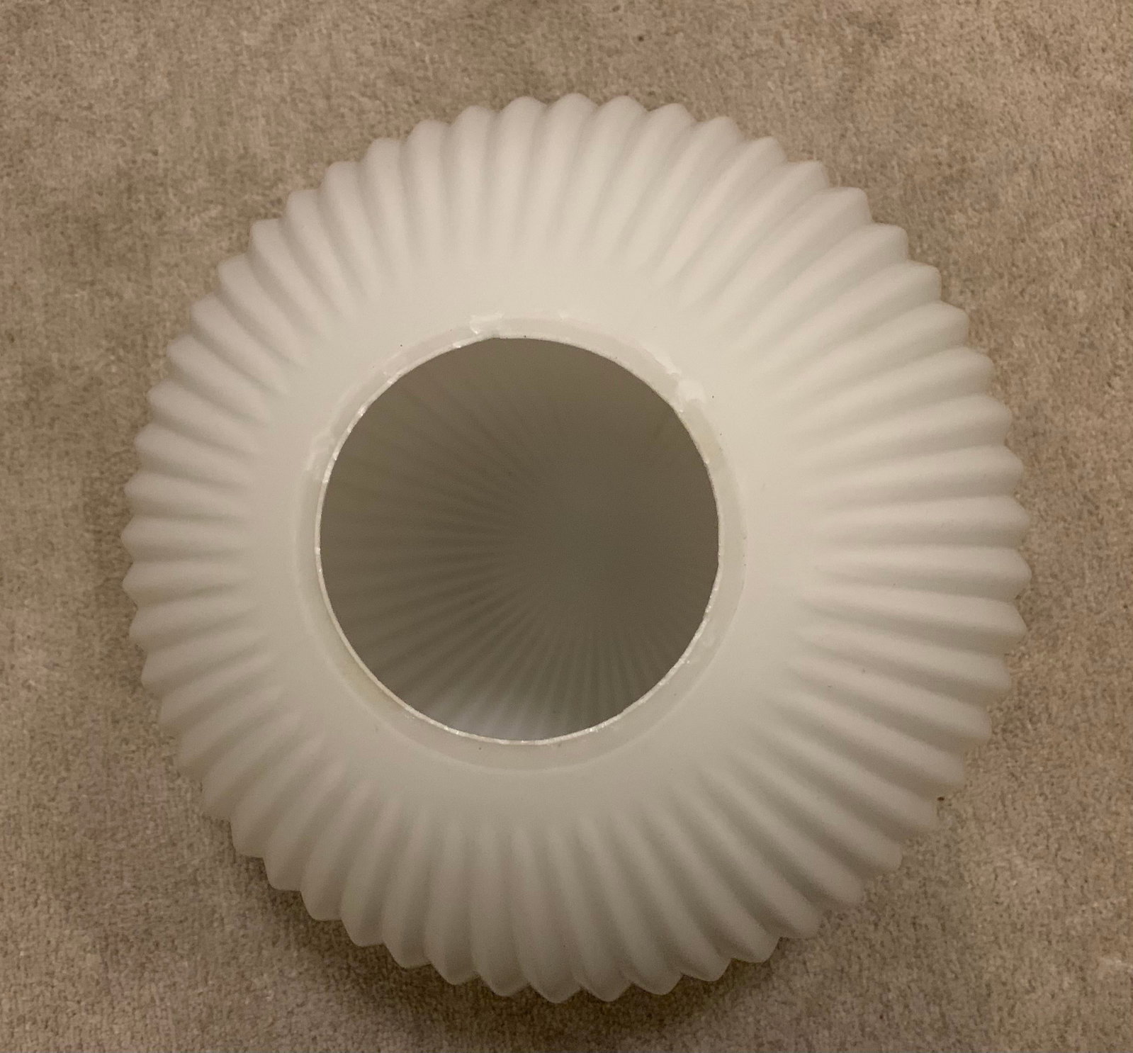 1960s Large Mid-Century Modern Ribbed Opal Glass Ceiling Globe - 3