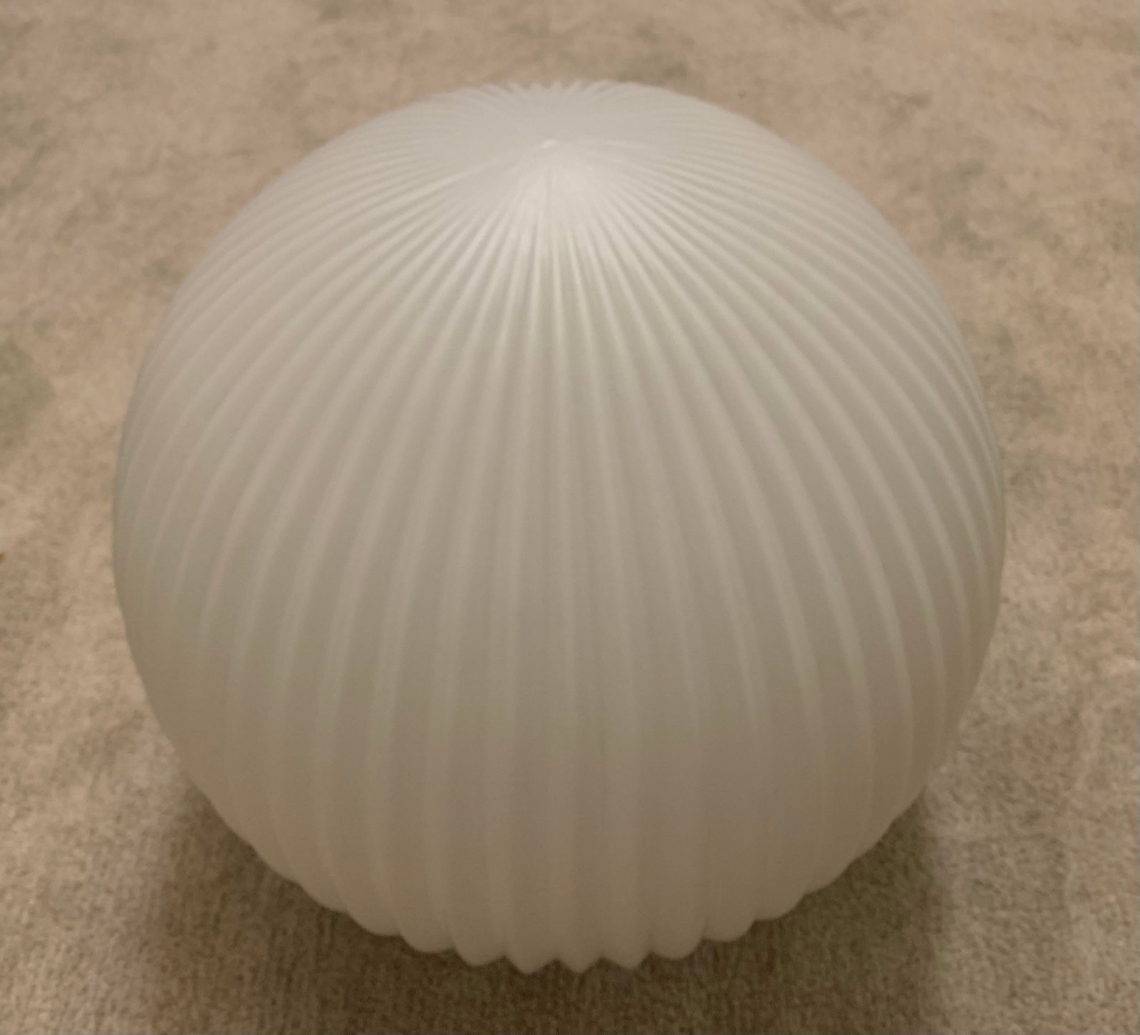 1960s Large Mid-Century Modern Ribbed Opal Glass Ceiling Globe - 4