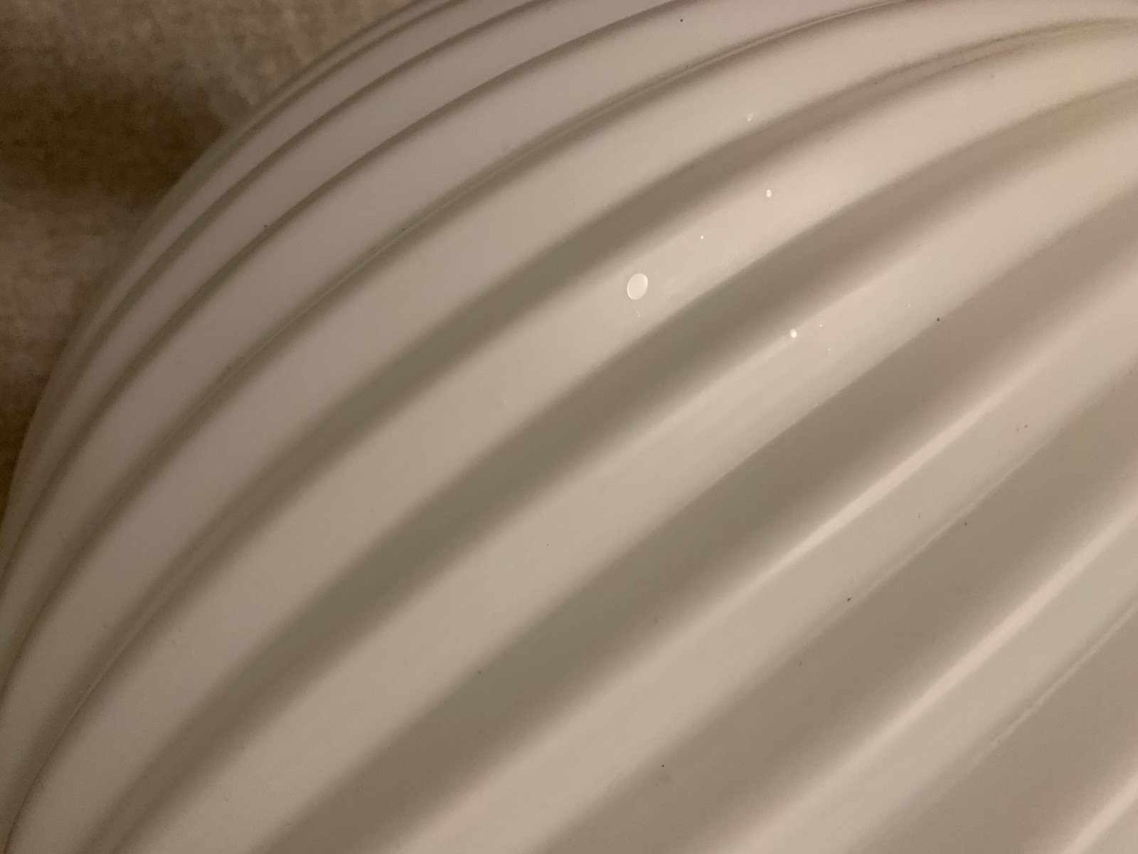 1960s Large Mid-Century Modern Ribbed Opal Glass Ceiling Globe - 9