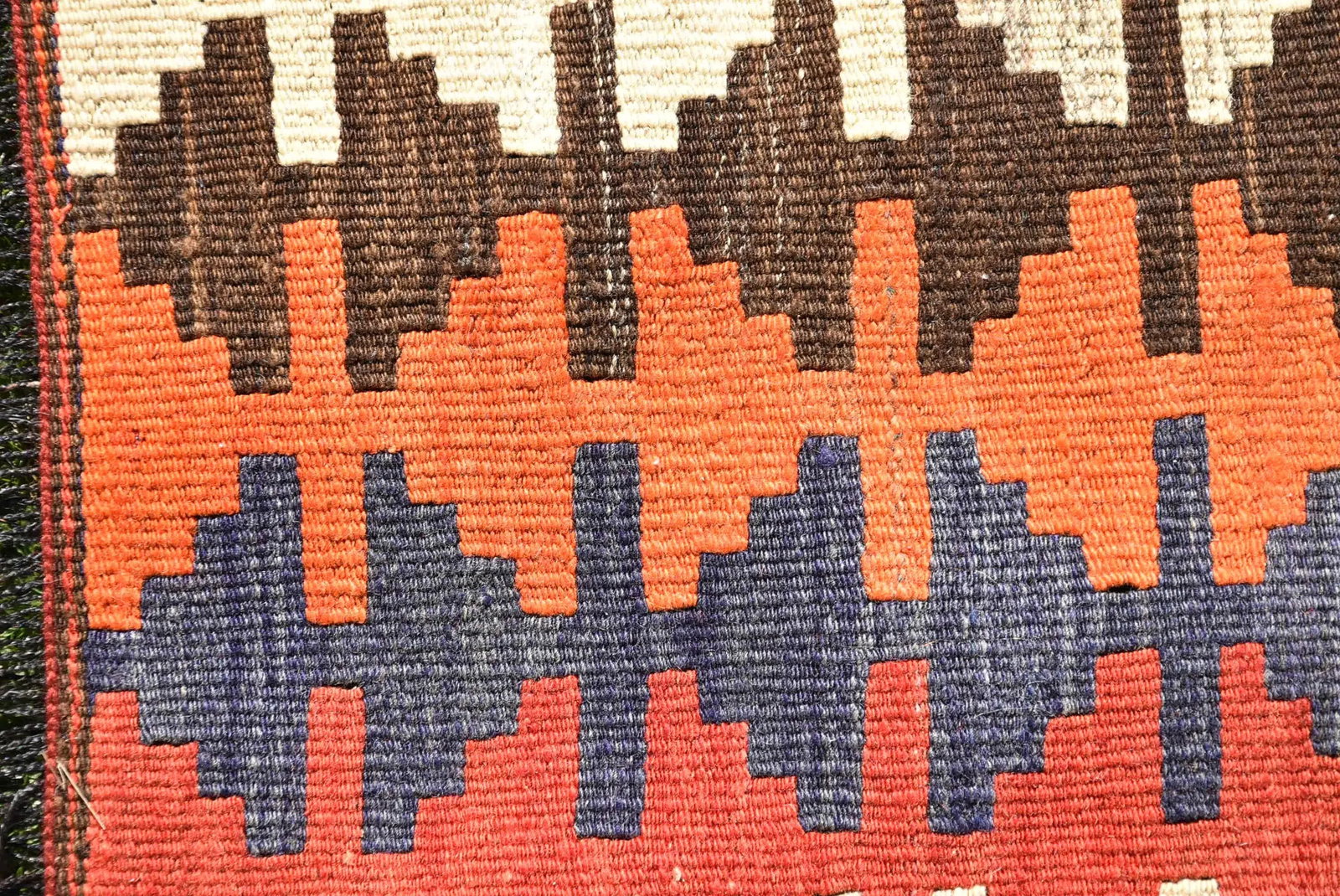 1950s Turkish Flamestic Design Colorful Oushak Kilim Rug - 8