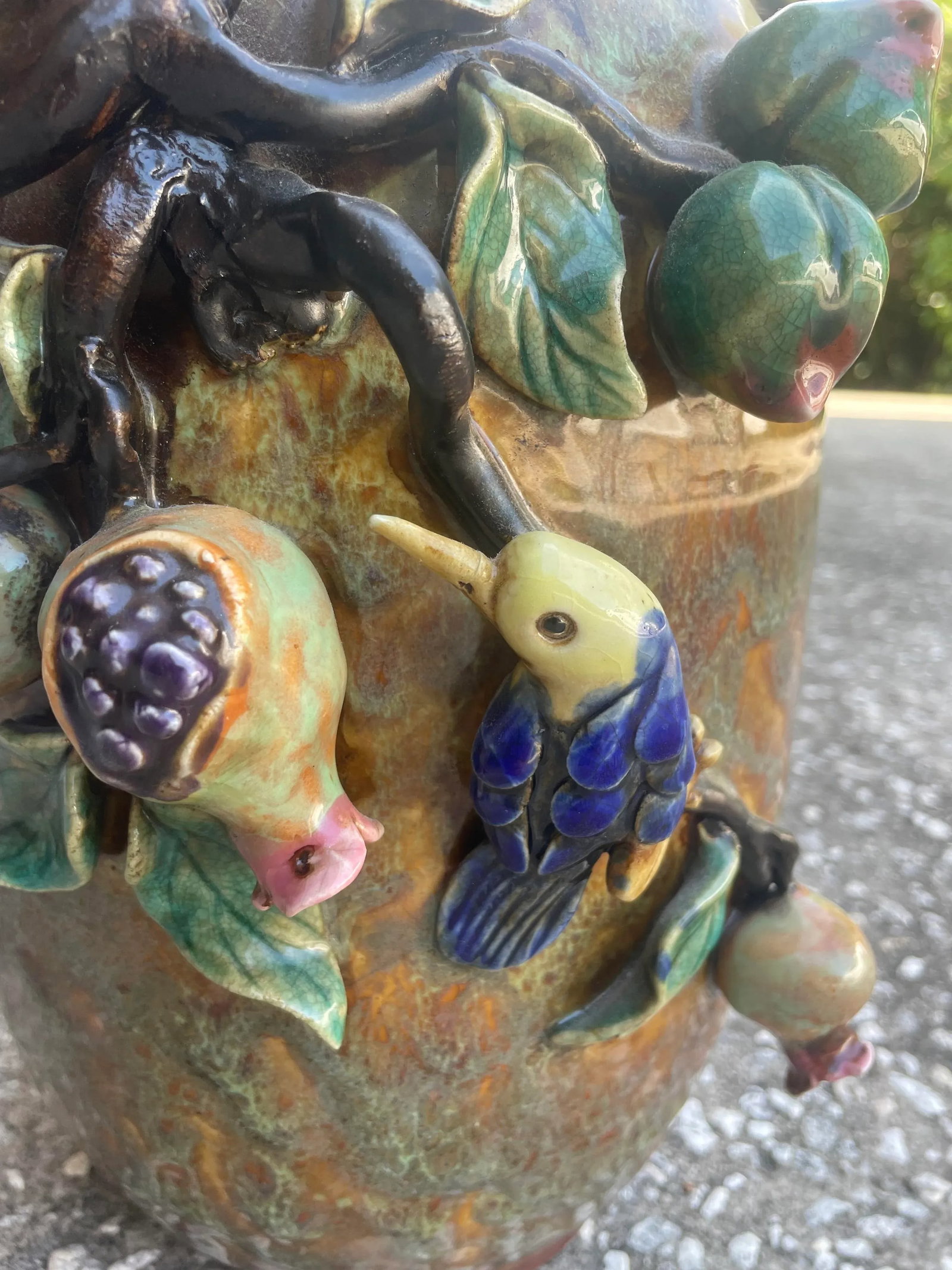 Large Late 19th Century Majolica Style Asian Pottery Vase - 2