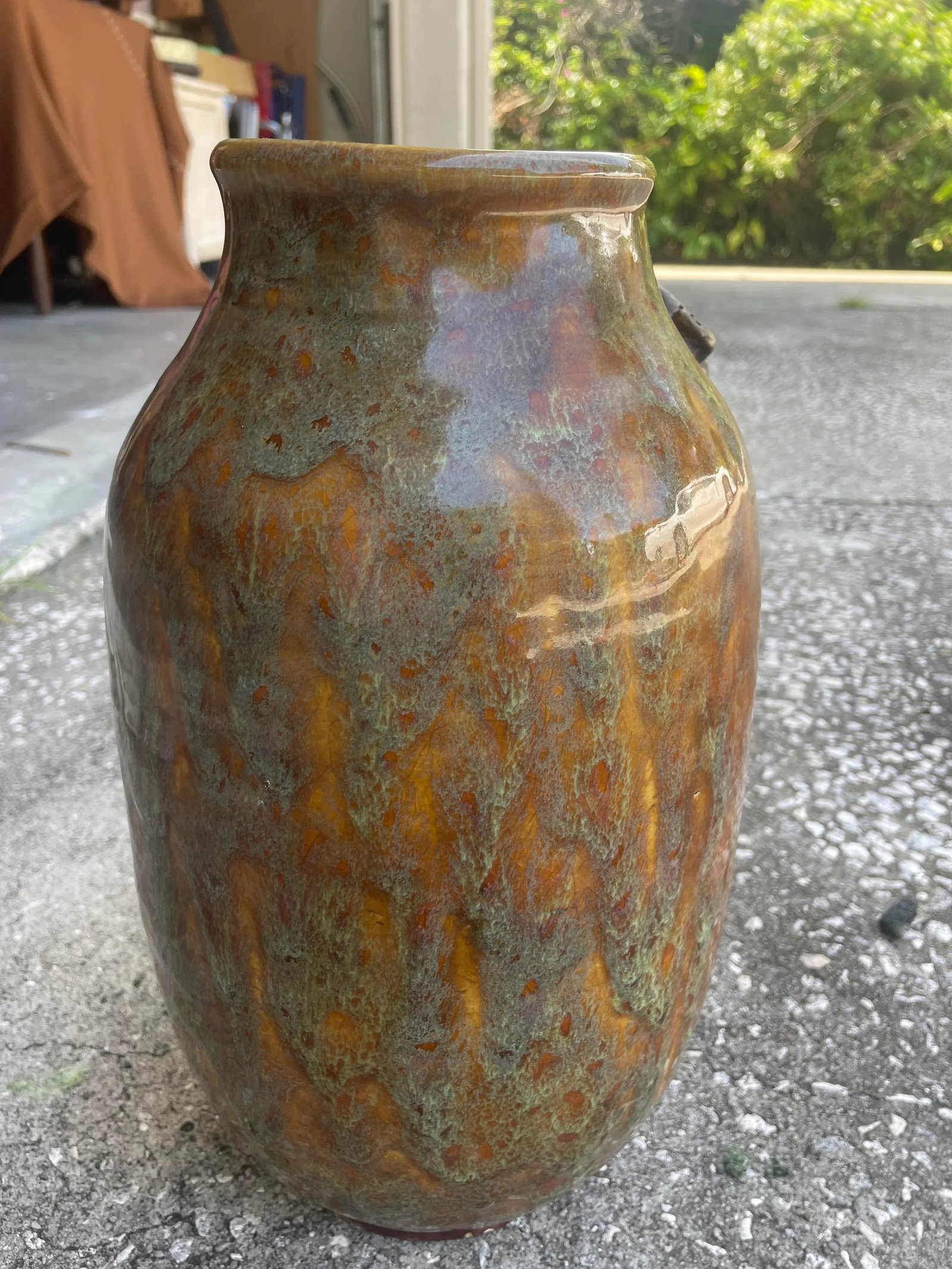 Large Late 19th Century Majolica Style Asian Pottery Vase - 7