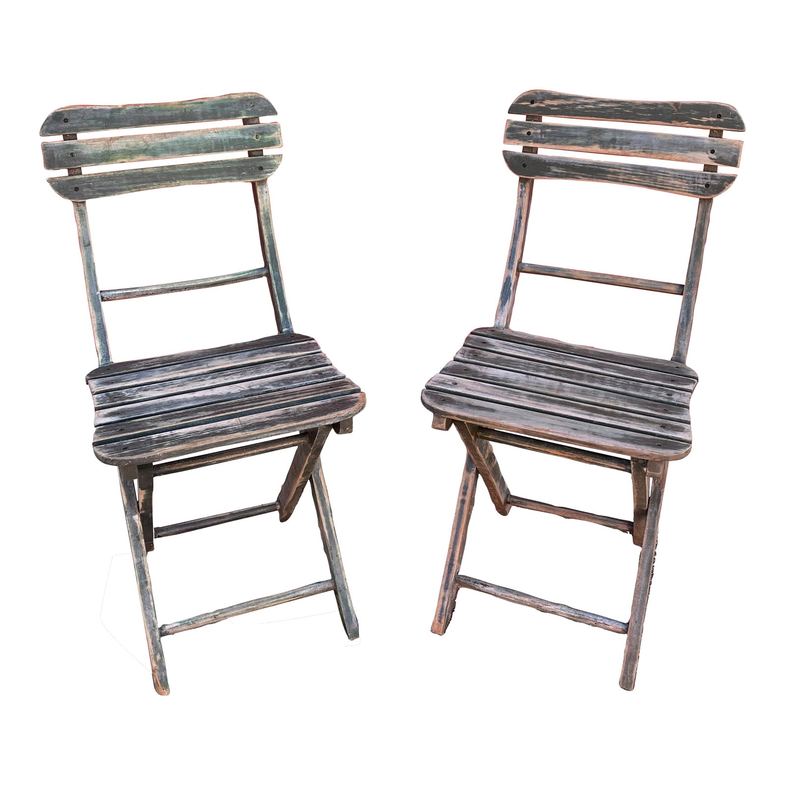 1950s Wooden Outdoor Folding Chairs - Set of 2: This fantastic Pair of Vintage Outdoor Folding Chairs makes a great addition to your outdoor space. Fold and put away when you're not using them! Condition: Alterations: Original Condition Unaltered