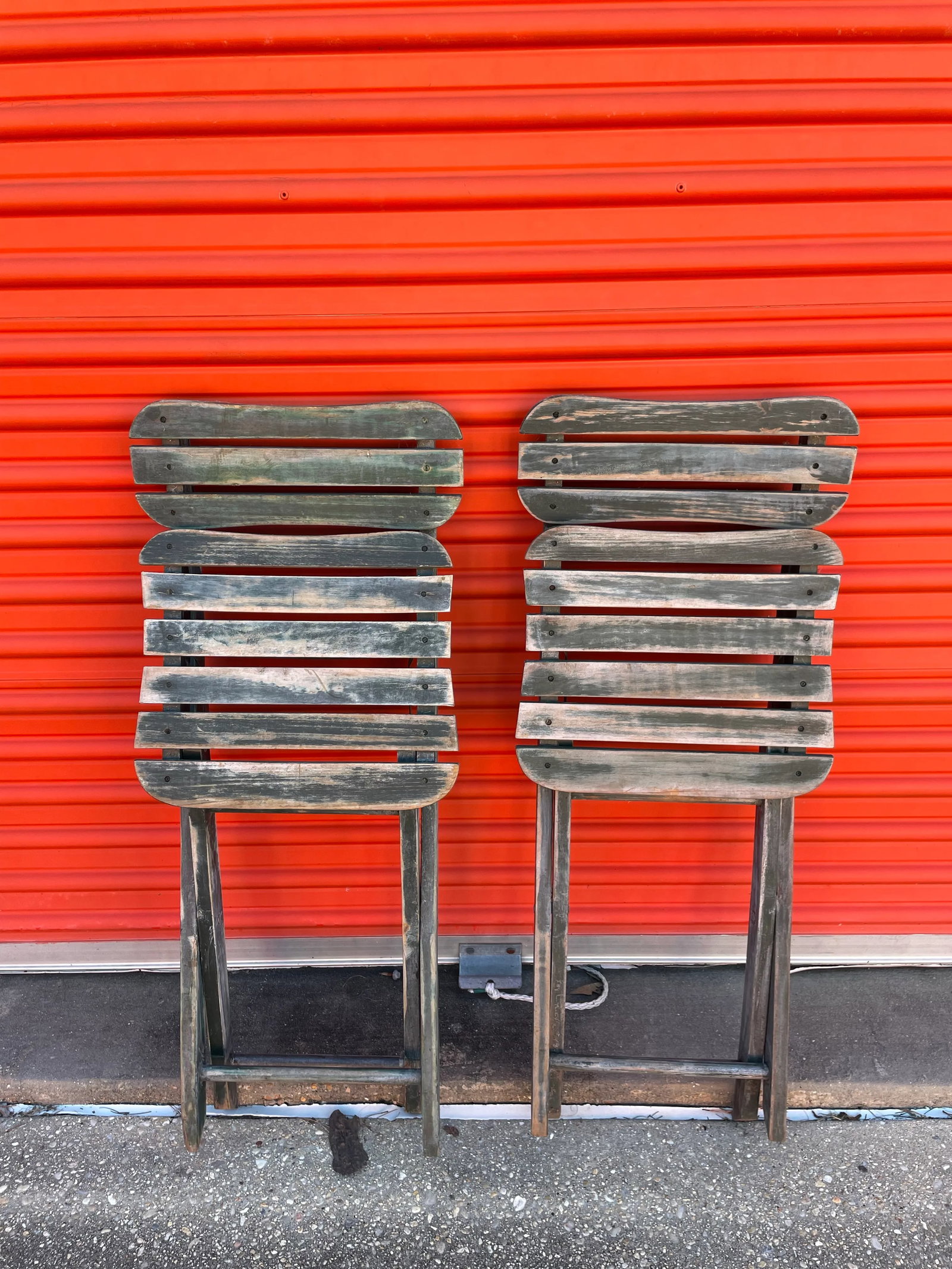 1950s Wooden Outdoor Folding Chairs - Set of 2 - 9